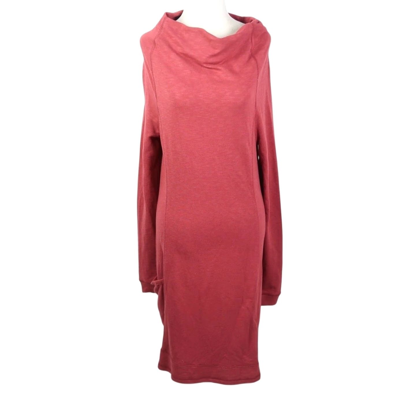 Vintage Horny Toad Dress S Women Knee Length Red Cowl Neck Long Sleeve Knit Solid Casual Size S / US 4 / IT 40 - 2 Thumbnail