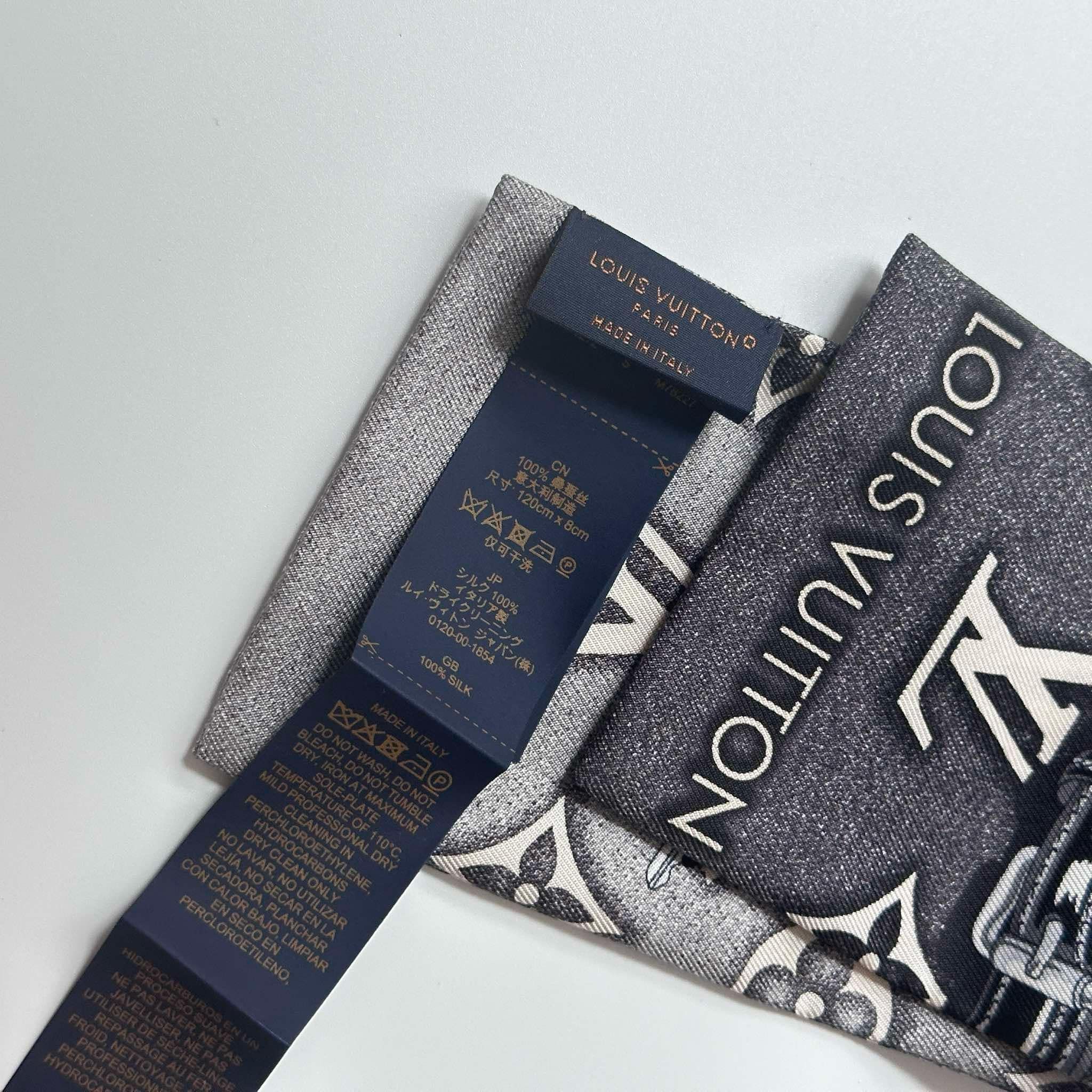 Louis Vuitton Silk Monogram Jacquard Denim Bandeau Gris Size ONE SIZE - 5 Thumbnail