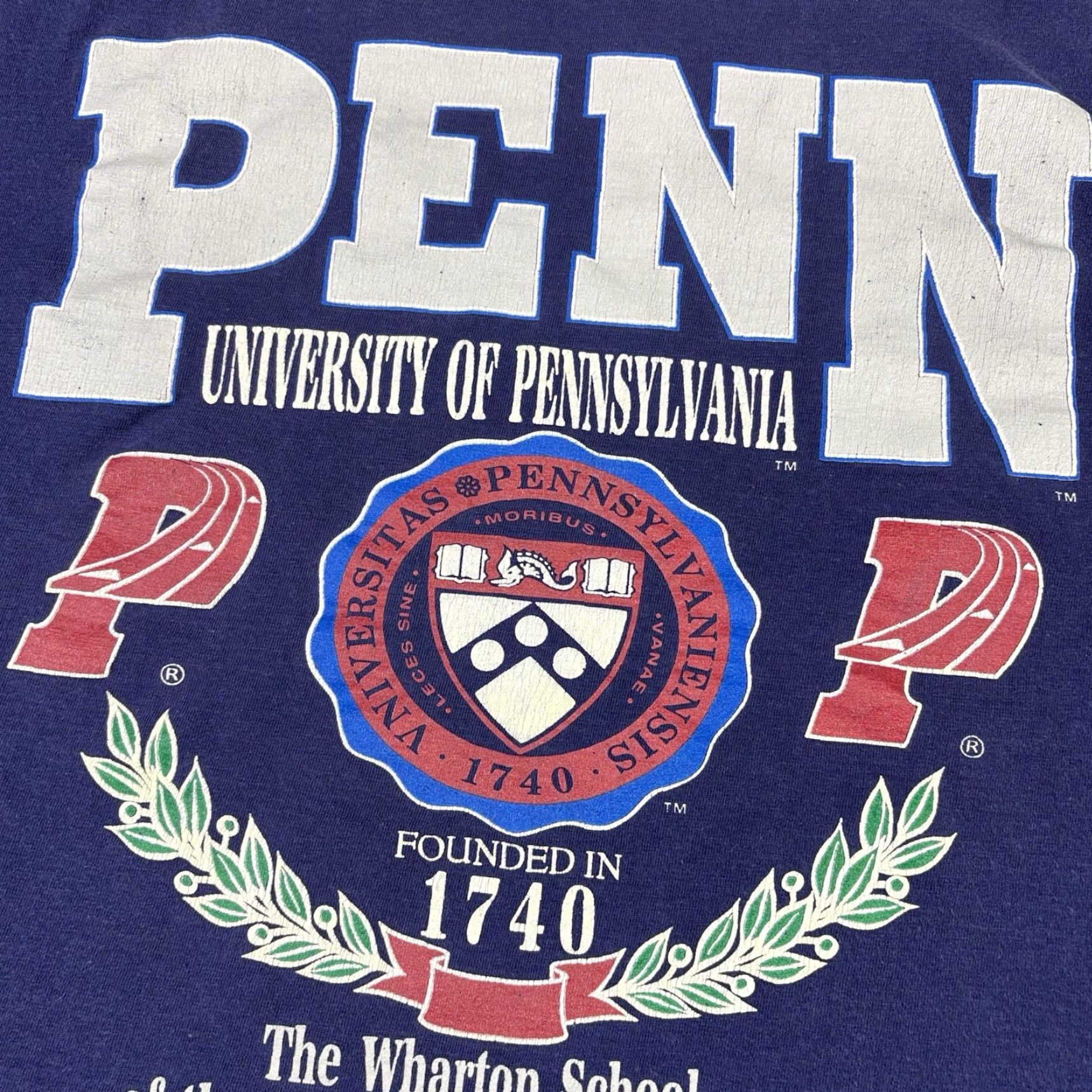 Penn VINTAGE Penn University Of Penn T Shirt Logo Spellout Navy Blue XL College Men Crew Neck Short Sleeve Graphic Print Size US XL / EU 56 / 4 - 5 Thumbnail