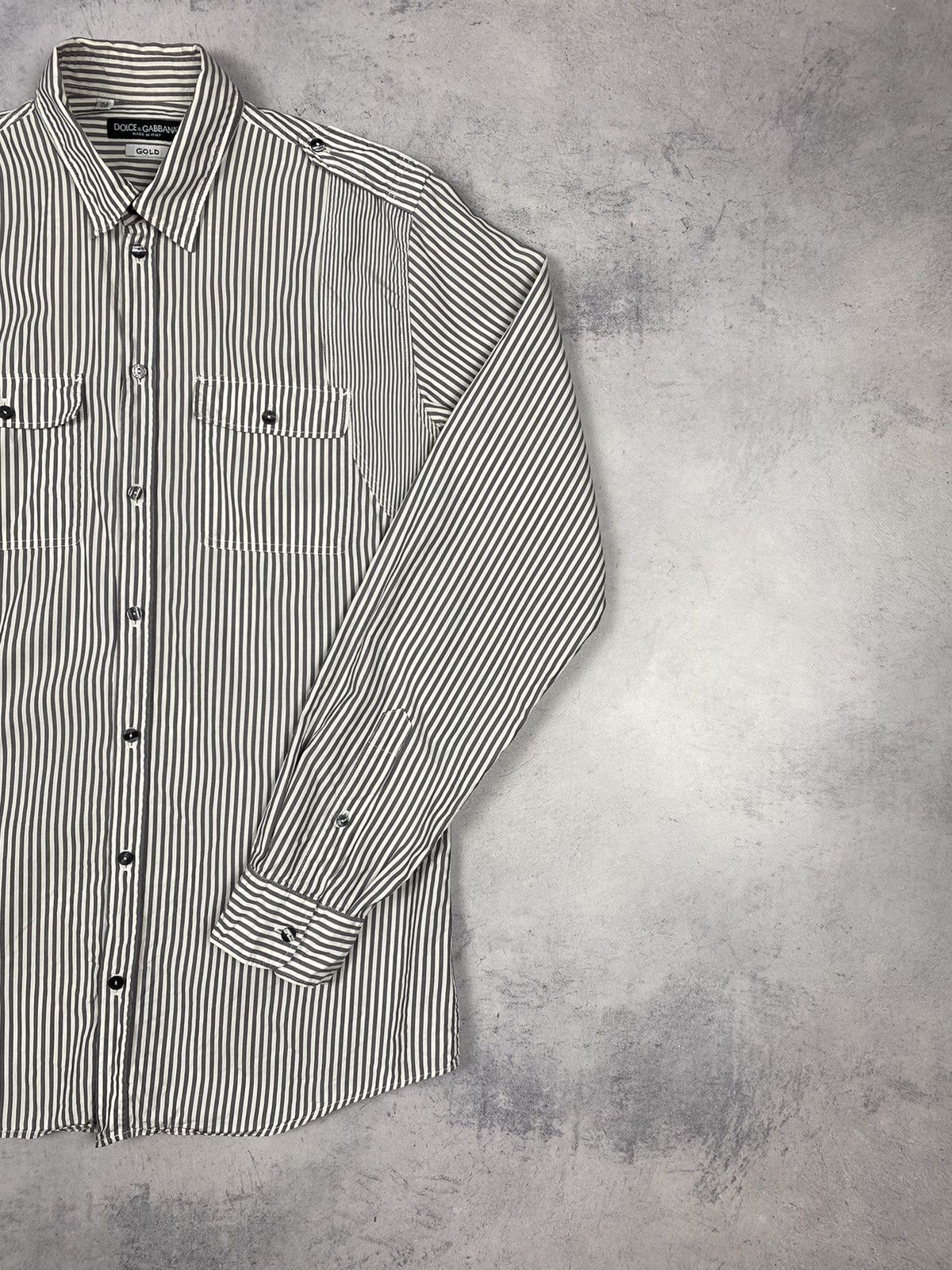 Dolce & Gabbana Dolce & Gabbana Gold Striped Button Up Long Sleeve Shirt Size US M / EU 48-50 / 2 - 3 Thumbnail