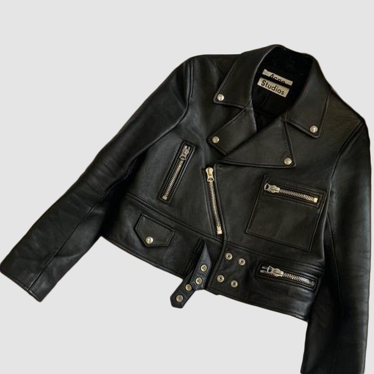 Genuine Leather 🔥 BLACK FASHION LEATHER JACKET STREETWEAR Size S / US 4 / IT 40 - 3 Thumbnail
