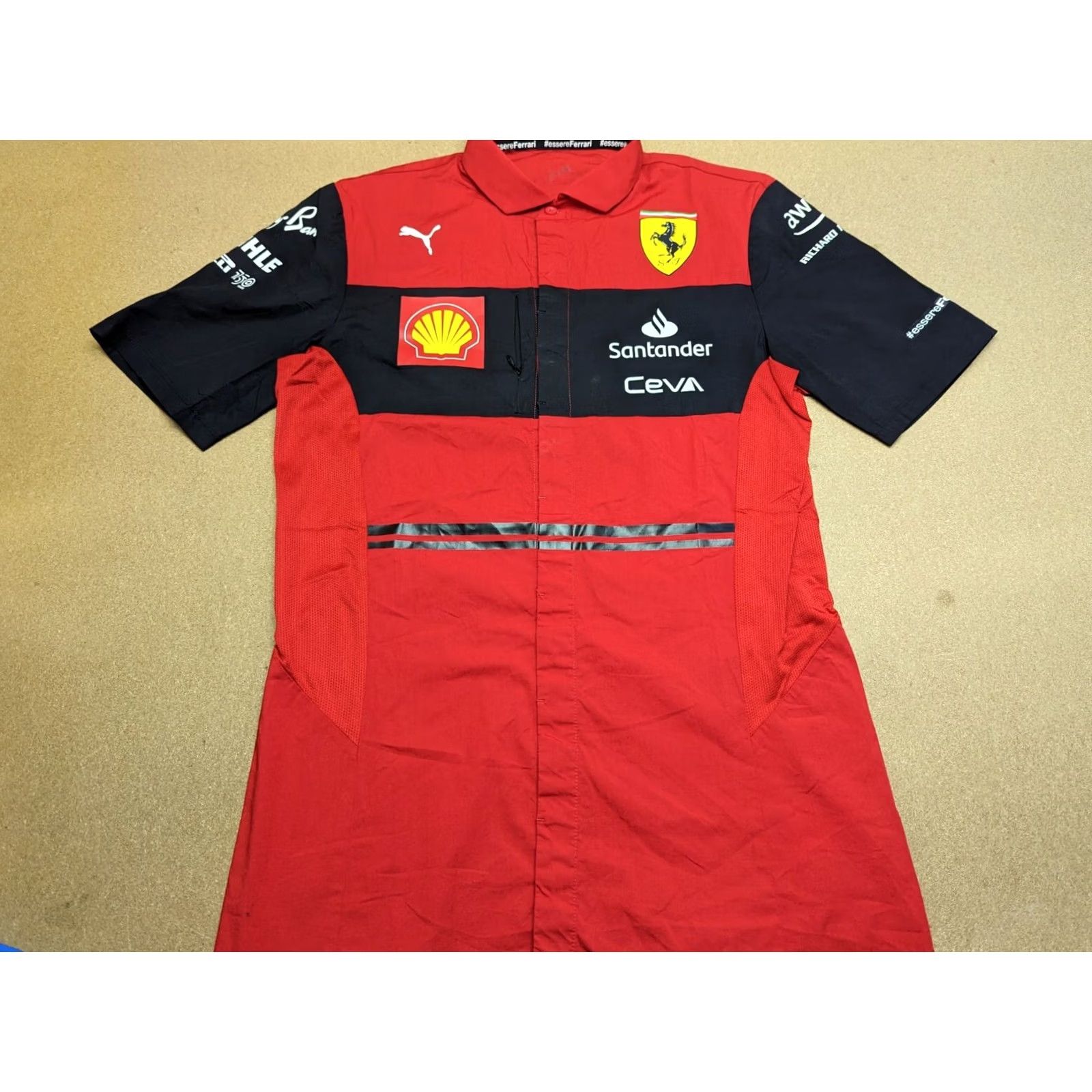 Puma PUMA Scuderia Ferrari 2022 F1 Formula Team Staff Issue Button Up Shirt Shell Size M Multicolor Cotton Canvas Short Sleeve Round Neck Mens Shirt Size US M / EU 48-50 / 2 - 2 Thumbnail