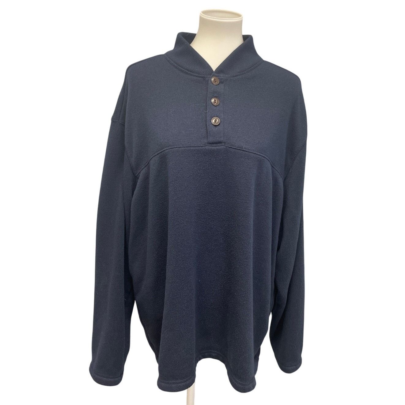 Puritan Puritan Mens 2XL Navy Polyester Quarter Button Sweater Size US XXL / EU 58 / 5 - 1 Thumbnail