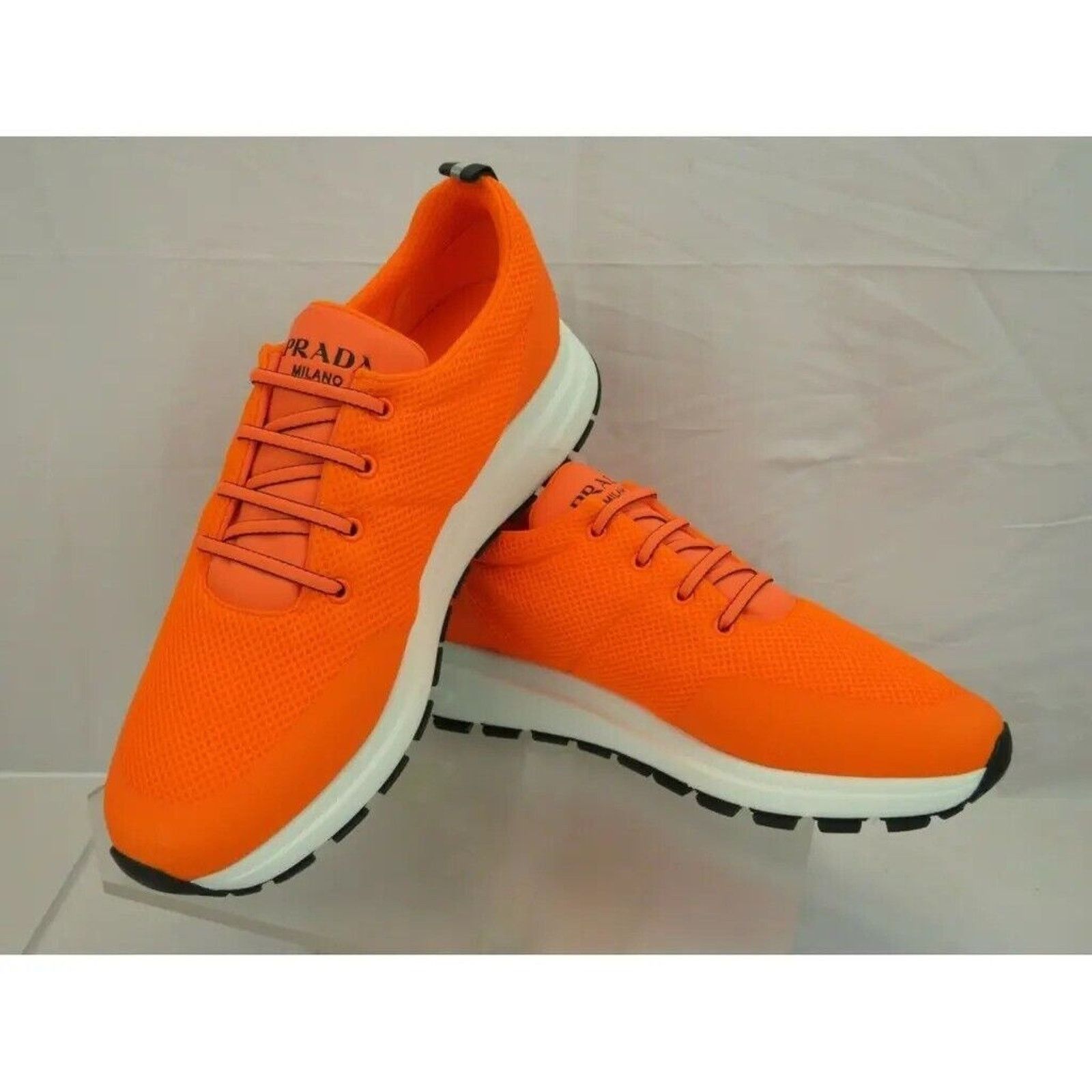 Prada PRADA 4E3499 NEON ORANGE MESH BLACK LOGO SNEAKERS 9 / US 10 Size US 10 / EU 43 - 2 Thumbnail