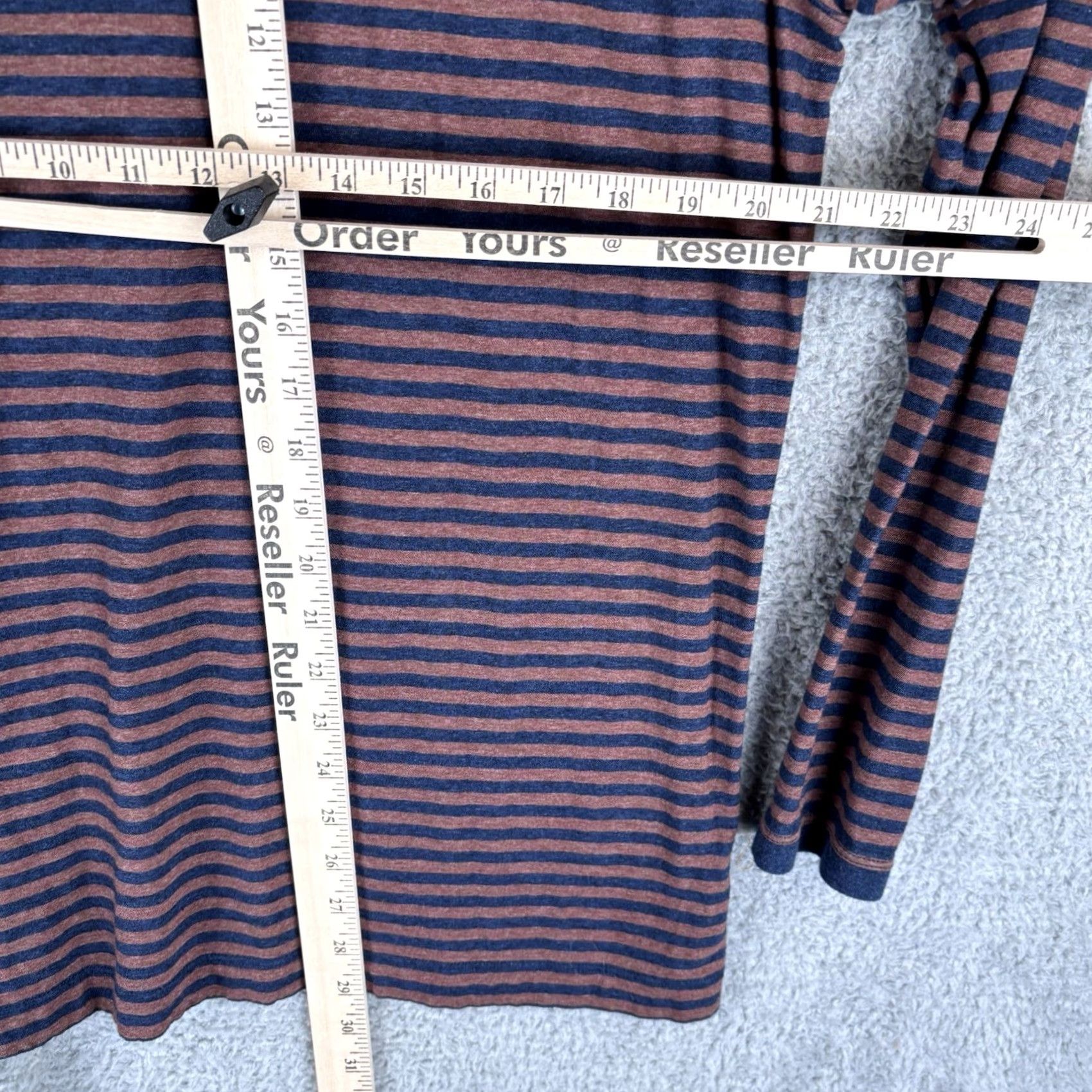 Vintage VINTAGE? No. Left Coast Tee Quarter Zip Shirt Mens Large Navy Burgundy Stripe Cotton Pullover Size US L / EU 52-54 / 3 - 6 Thumbnail