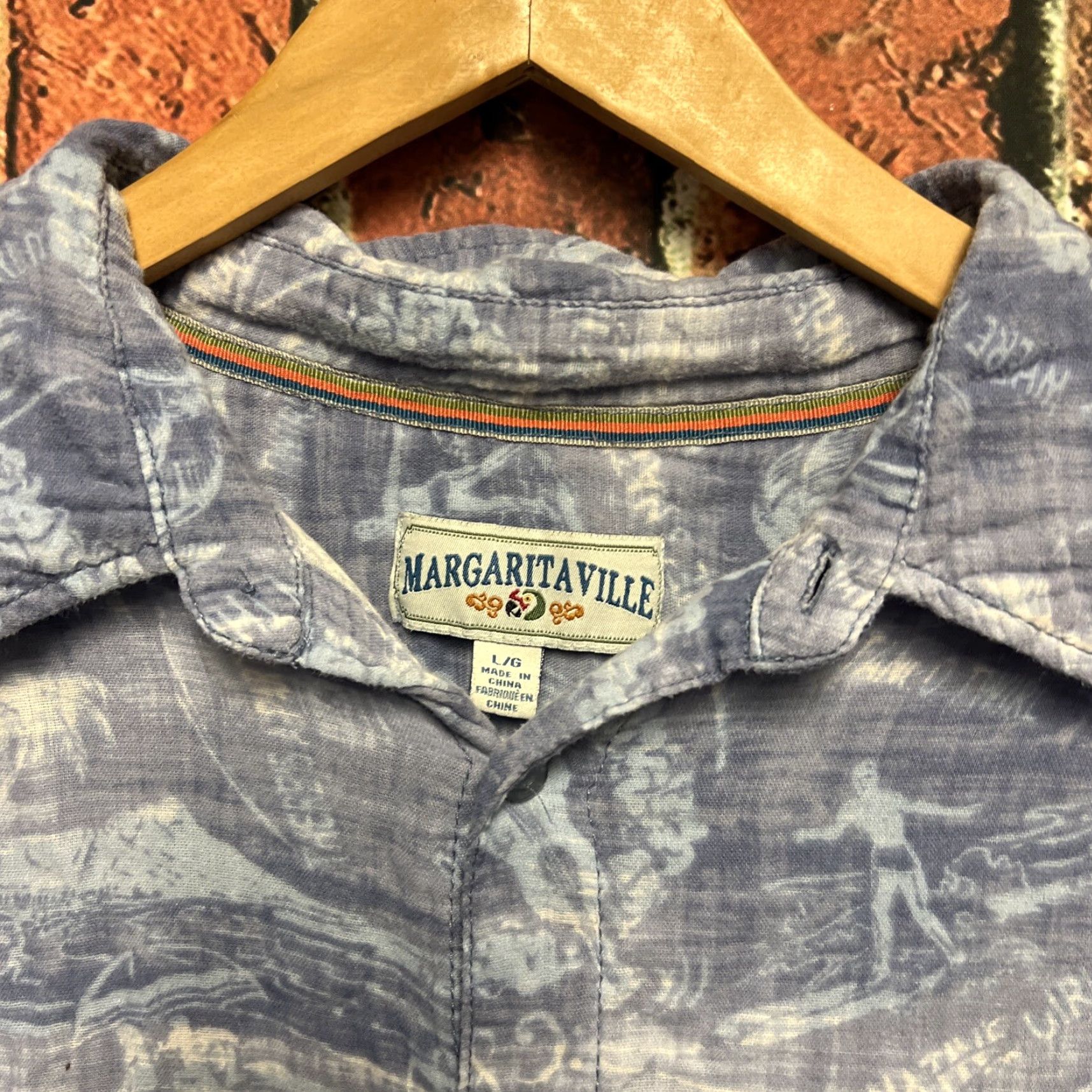 Vintage Margaritaville Button-Up Shirt L Men Blue Cotton Short Sleeve Hula Beach Hawaiian Button-Up Casual Size US L / EU 52-54 / 3 - 2 Thumbnail
