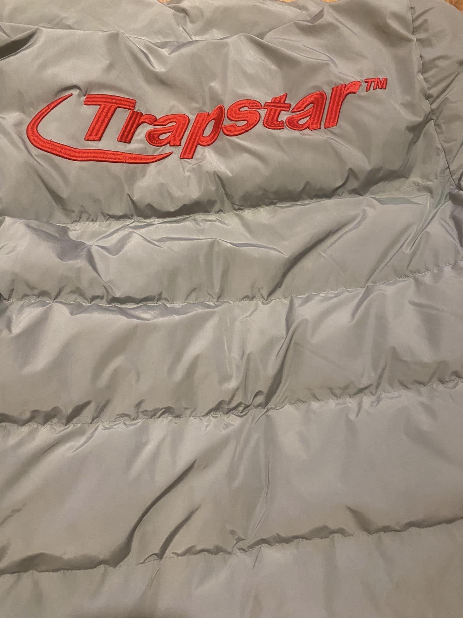 Trapstar London Trapstar Hyperdrive Puffer Jacket Light Grey/Red Grailed