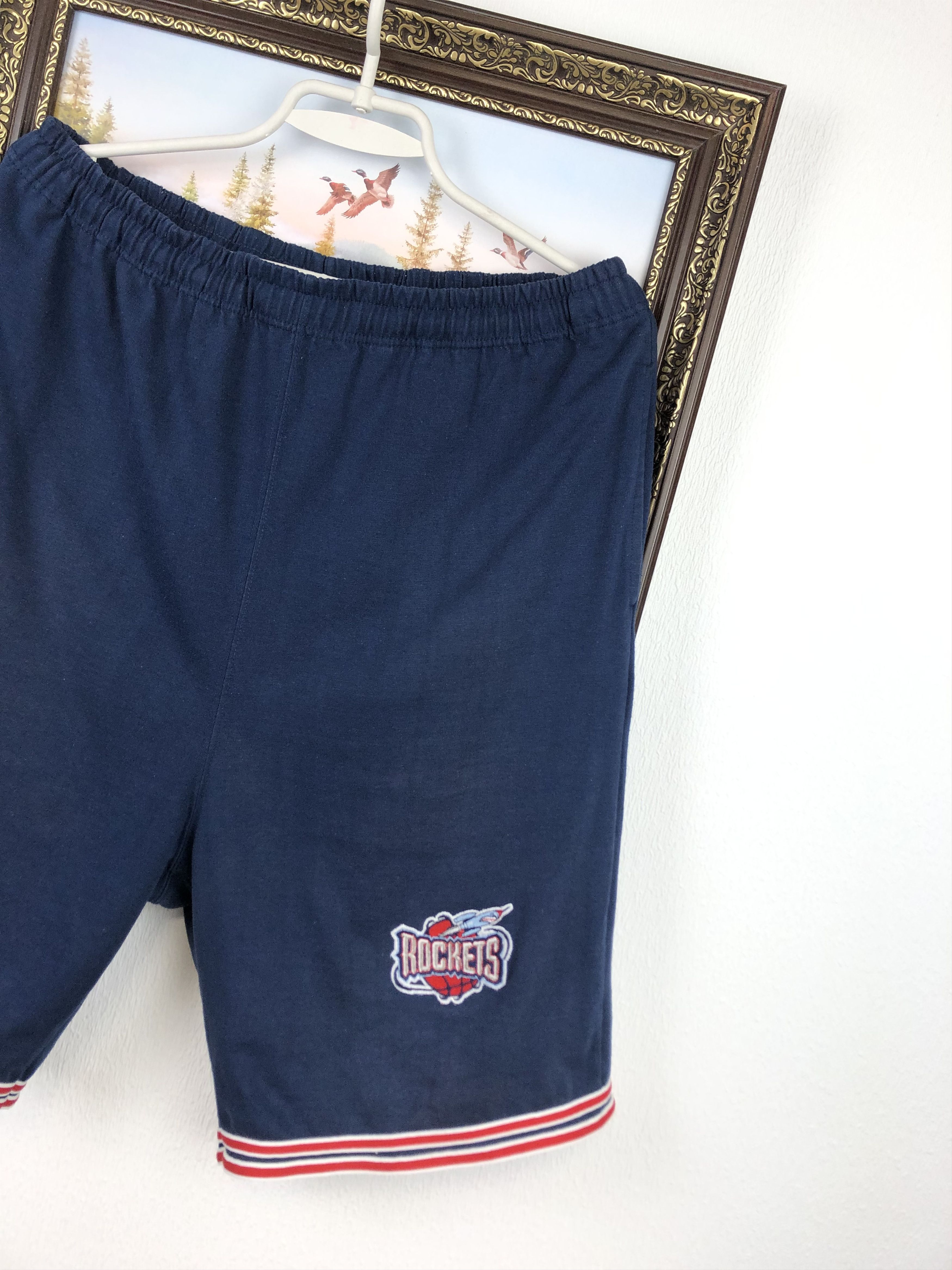 NBA Vintage 90's Starter Houston Rockets NBA Blue Shorts Mens L Size US 36 / EU 52 - 2 Thumbnail