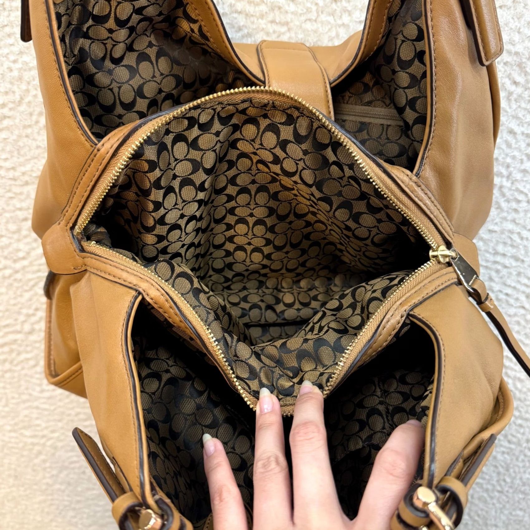 Coach Madison Carlyle Leather Shoulder Bag Hobo Purse Tan Brindle 