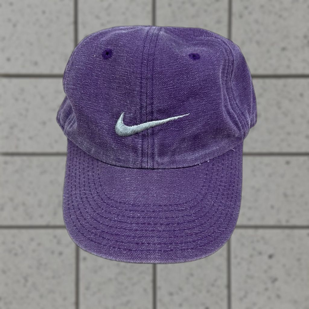 Nike VINTAGE Nike Hat Purple Silver Embroidered Swoosh One Size Adult Baseball Cap Unisex 90s Sports Classic Lightweight Cotton Size ONE SIZE - 1 Thumbnail