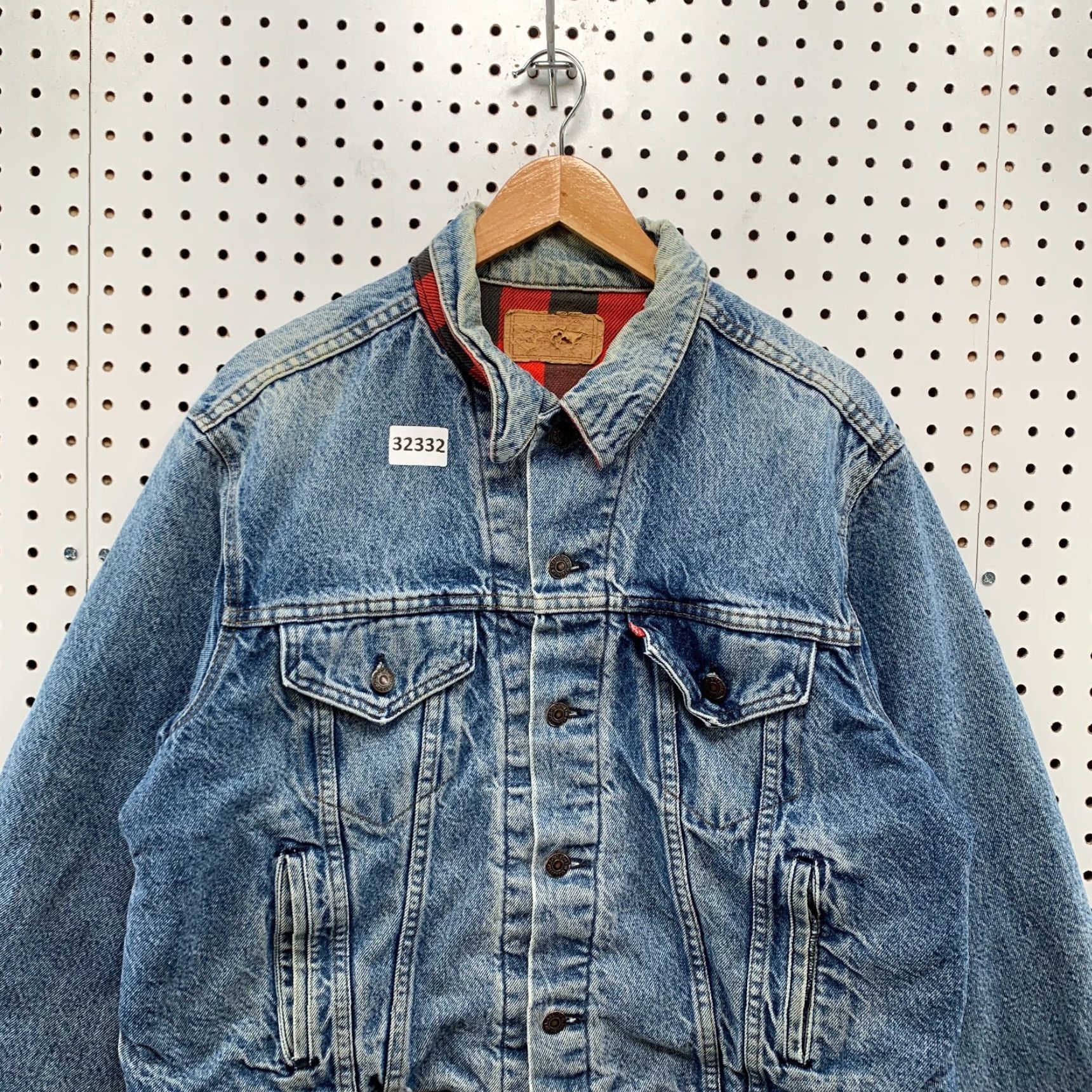 Levi's VINTAGE Levi’s Denim Jacket Mens M Buffalo Plaid 90s 80s Trucker USA Levi's Made & Crafted Denim Jacket Short 22x25 Blue Size US M / EU 48-50 / 2 - 7 Thumbnail