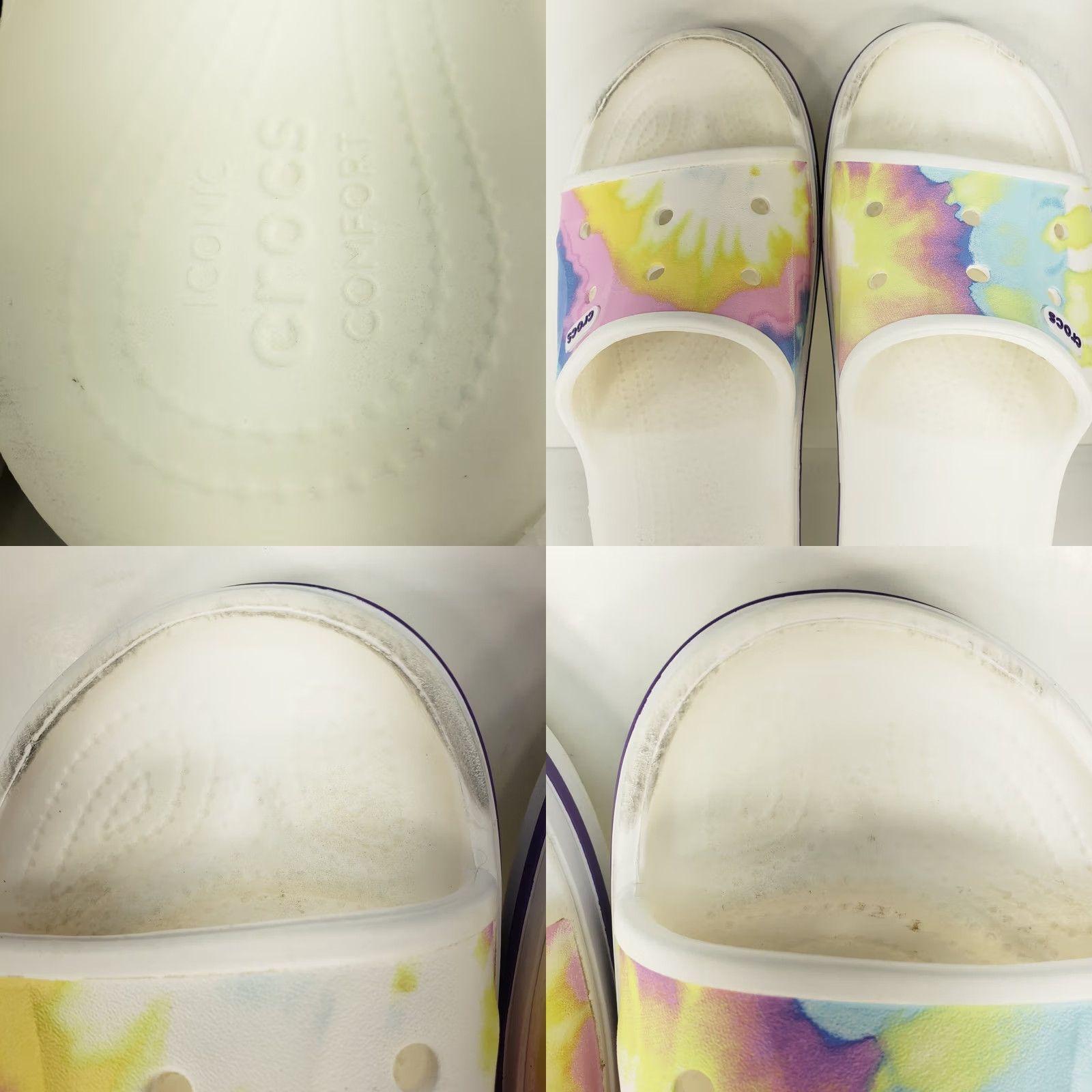 Crocs Crocs Classic Multicolor Crocband Slide Sandals White M5/W7 Women Crocs Classic Multicolor on White Slide Casual Summer Standard Slip On Womens Shoes Size US 7 / IT 37 - 10 Thumbnail