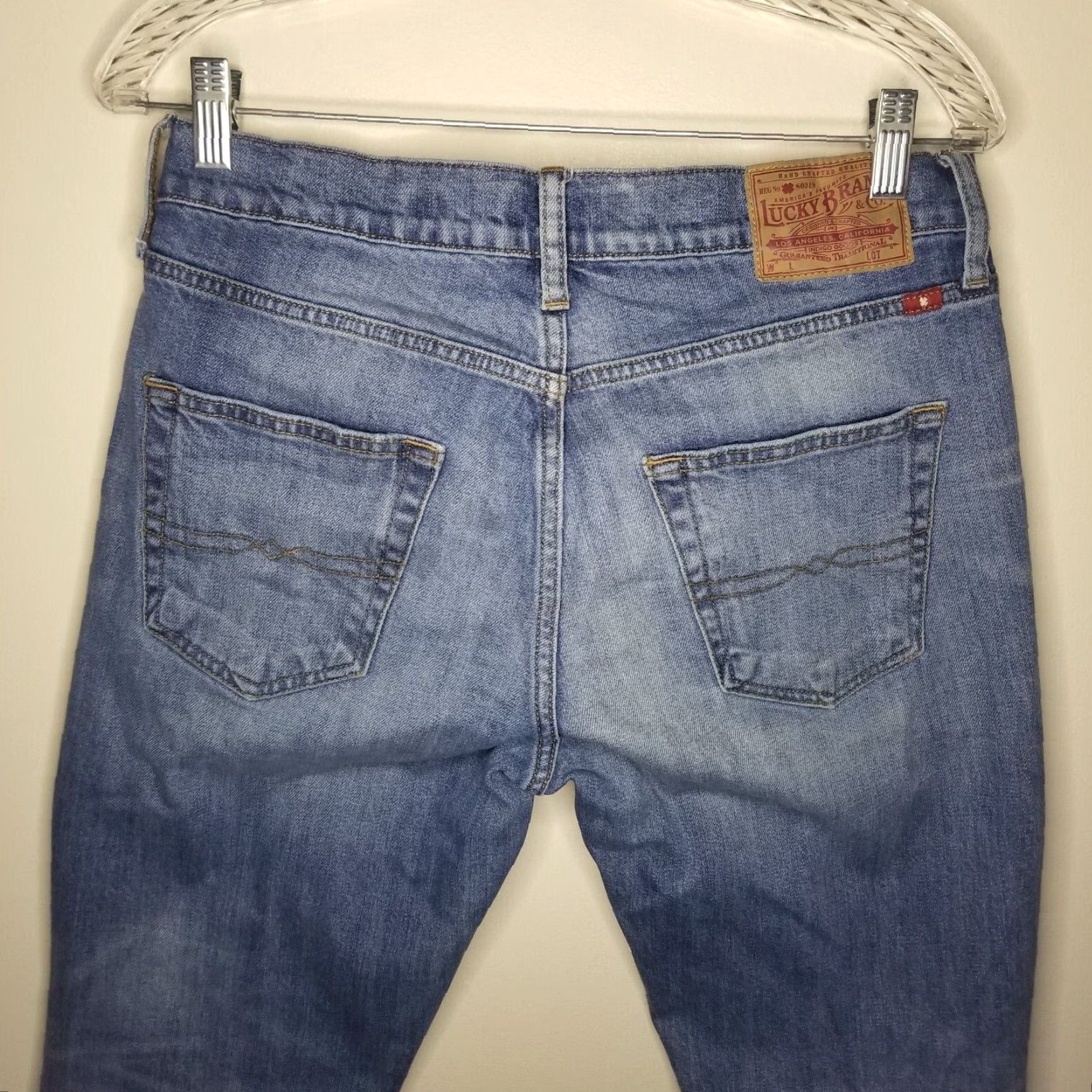Lucky Brand LUCKY BRAND 410 Men's Slim Athletic Distressed Blue Jeans 31x32 Size US 31 - 5 Thumbnail