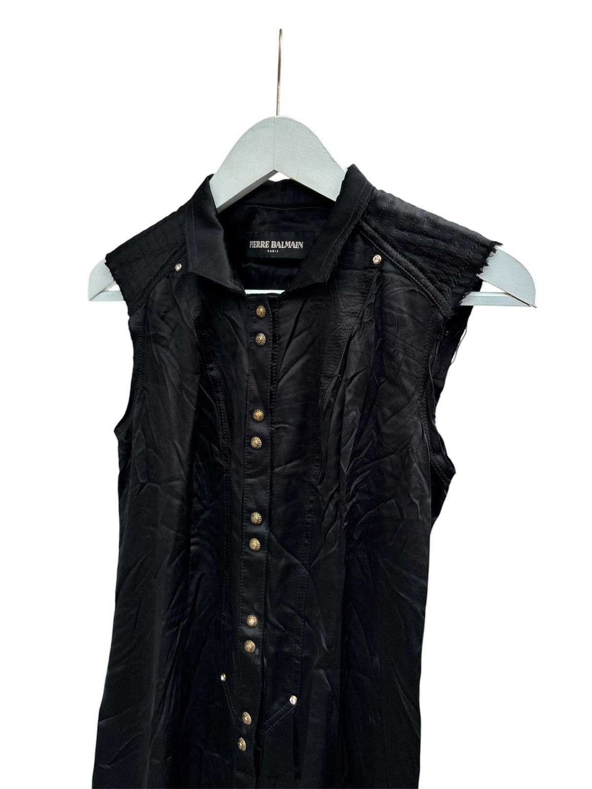 Balmain Silk Sleeveless Long Shirt Size US XS / EU 42 / 0 - 2 Thumbnail