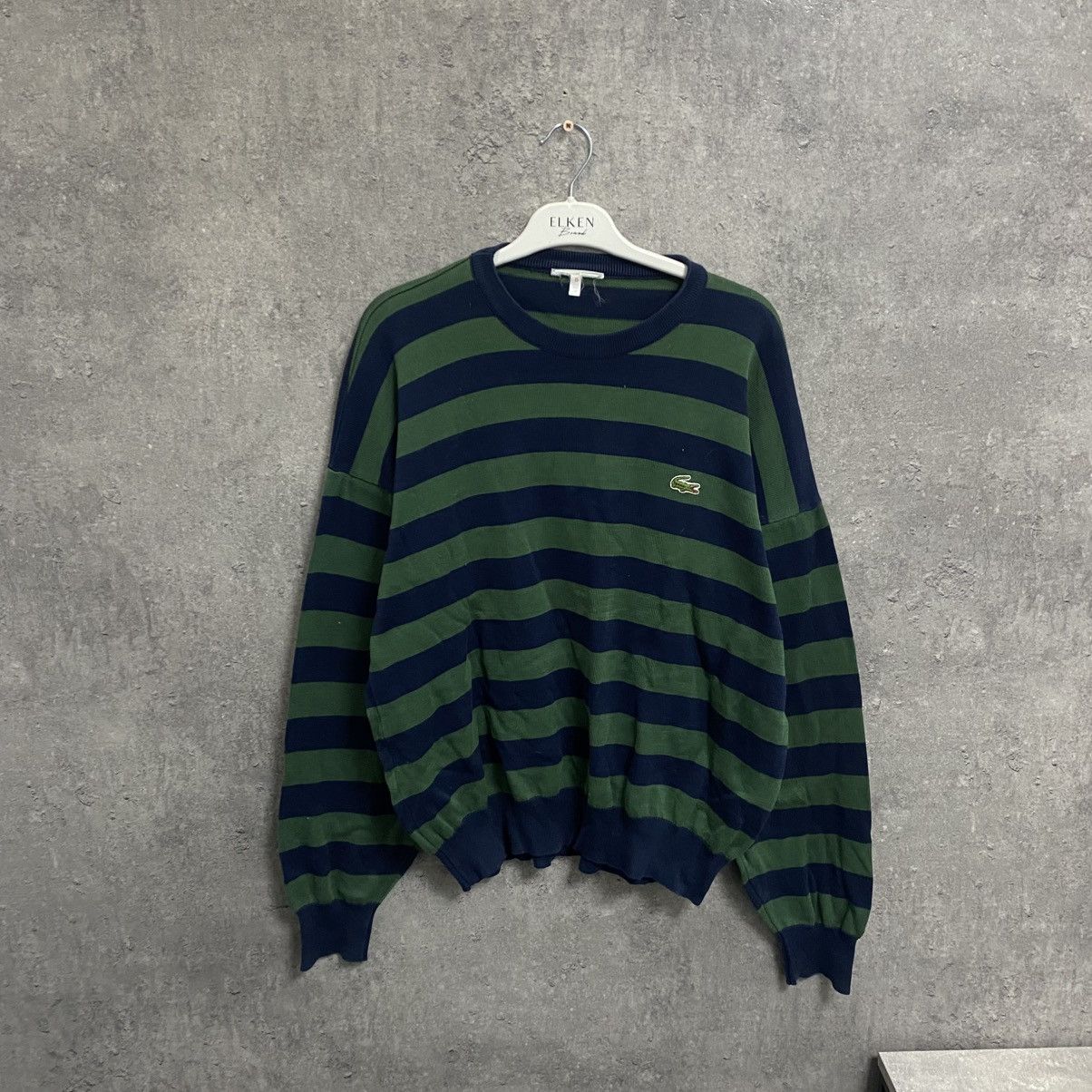 Lacoste Men’s Vintage Lacoste 90s Knit Sweater Striped Sweatshirt Size US M / EU 48-50 / 2 - 1 Thumbnail