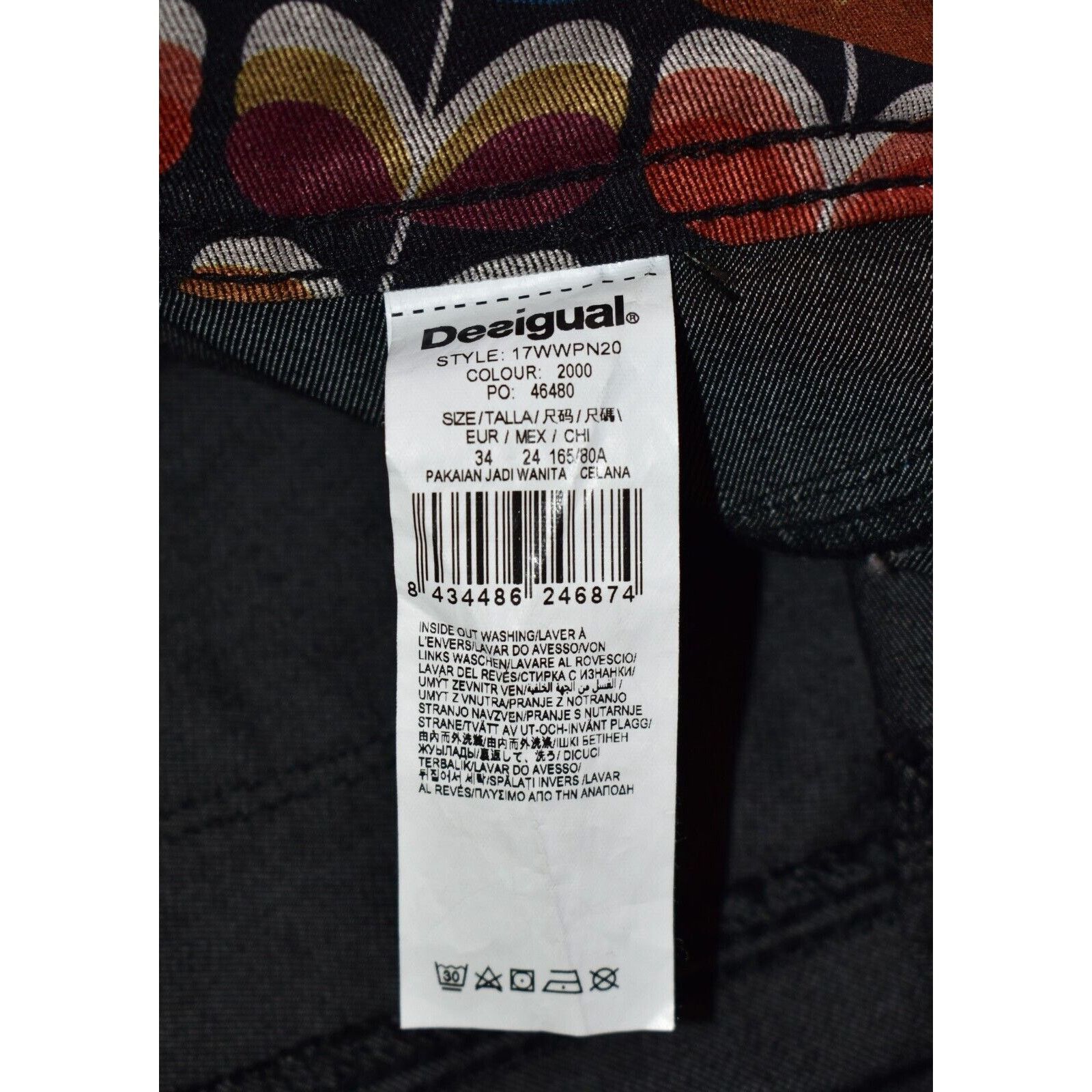 Desigual NEW DESIGUAL Holly Asymmetric Print Skinny Jeans Pants EU 34 Size 27" / US 4 / IT 40 - 6 Thumbnail