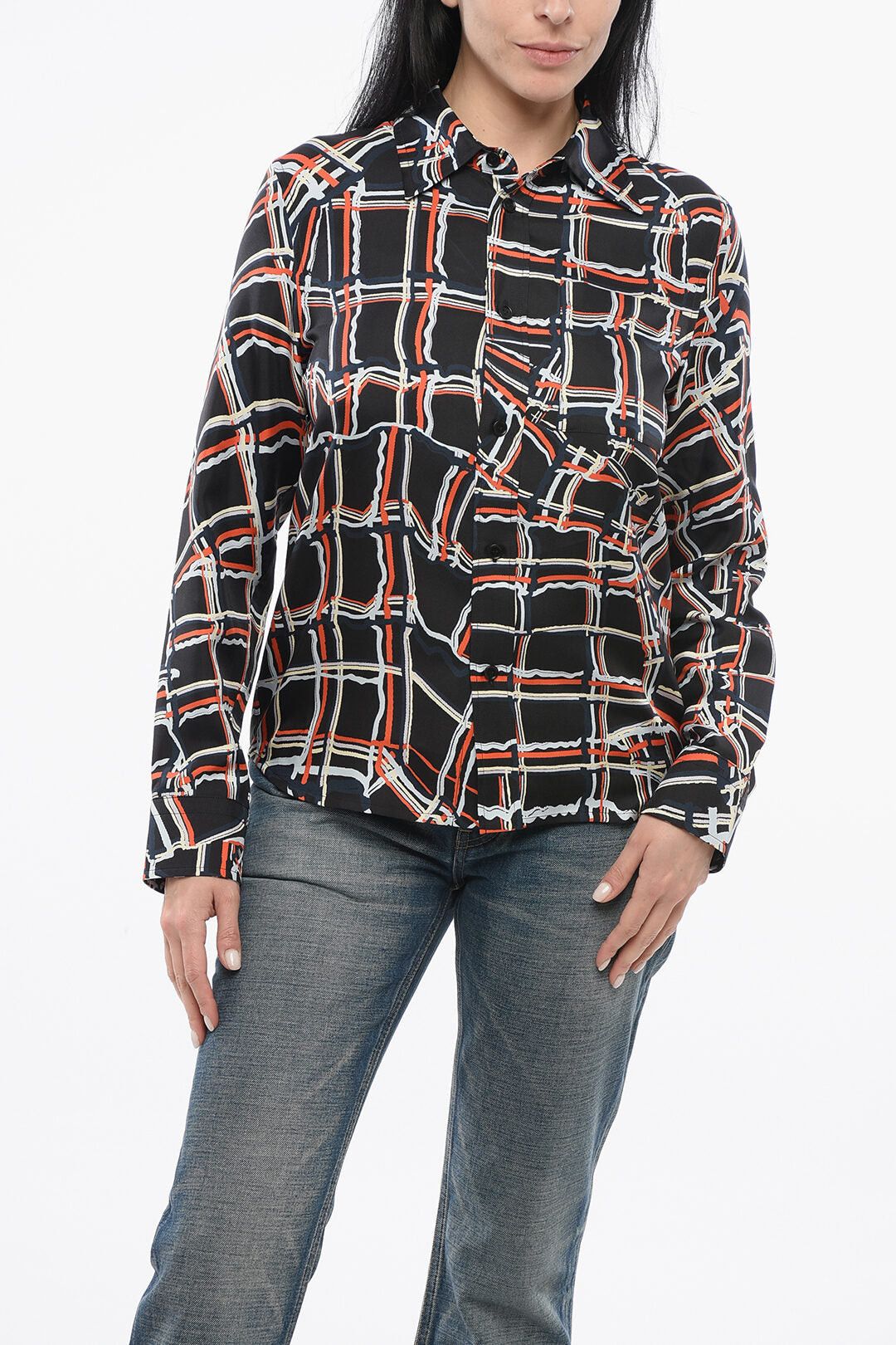 Bottega Veneta Silk Shirt with Checked Pattern Size S / US 4 / IT 40 - 1 Thumbnail