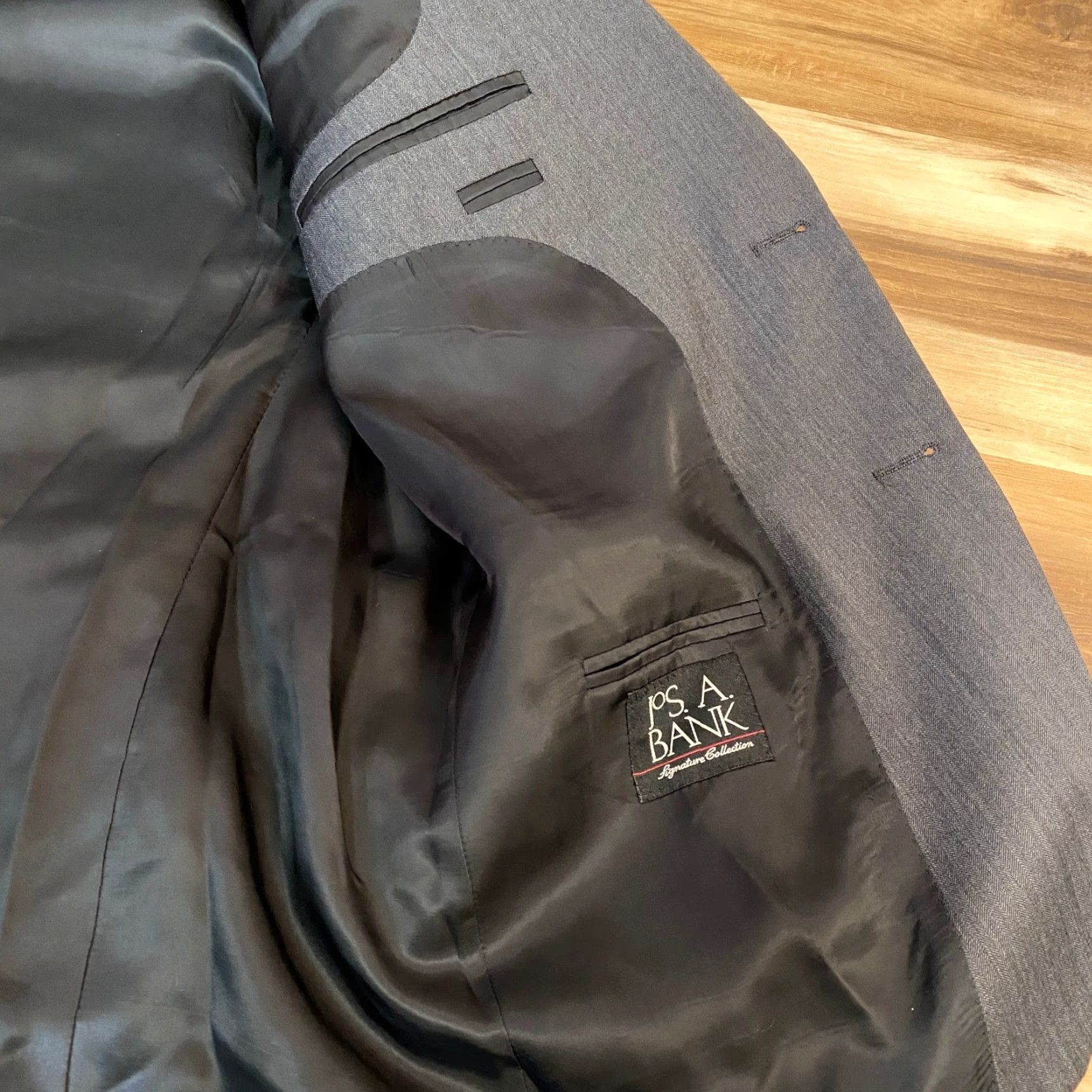 Jos. A. Bank Jos A Bank Signature Collection Wool Suit 48R Charcoal Gray Herringbone 43 Pants Size 48R - 7 Thumbnail