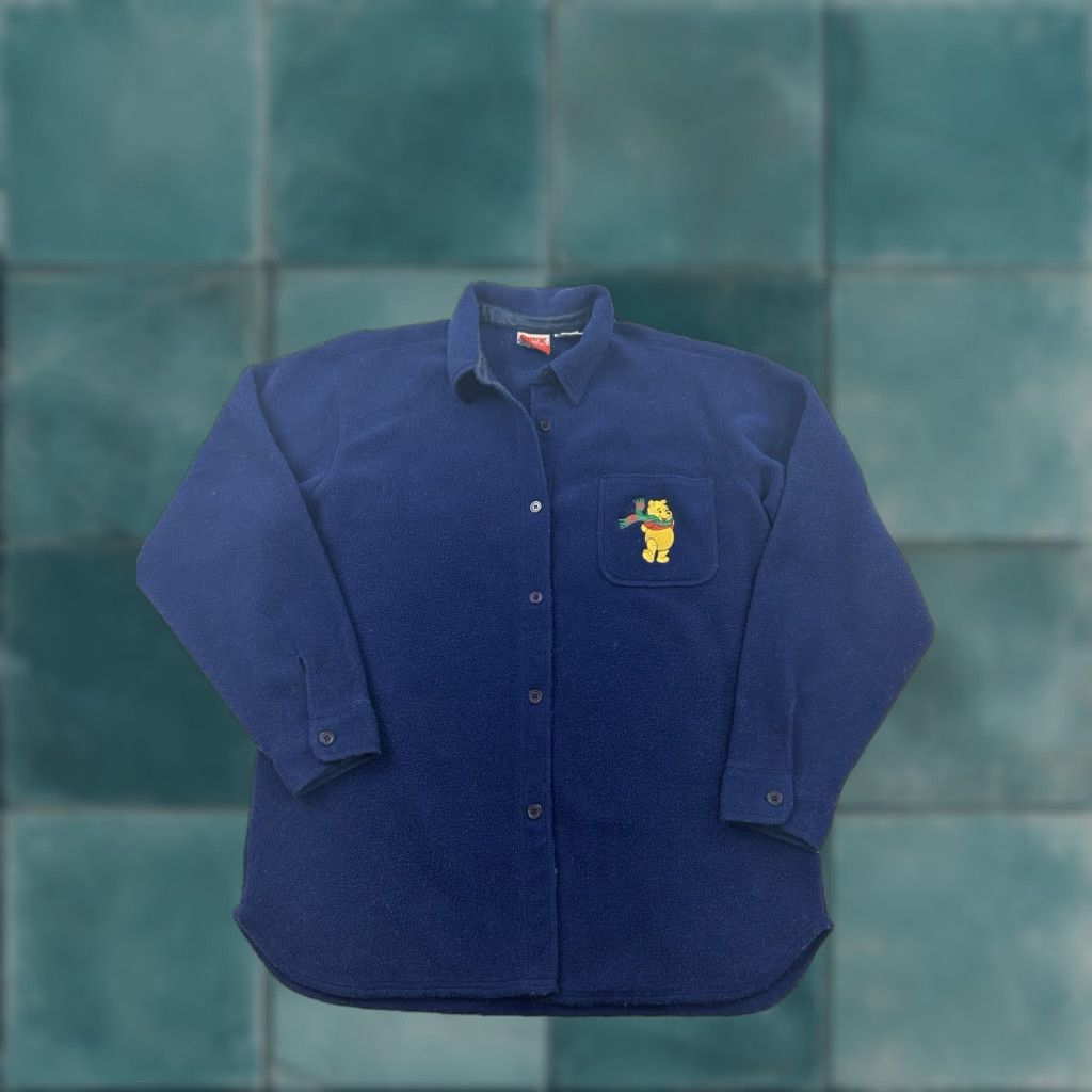 Disney Winnie Pooh Jacket Womens XL Blue Fleece Button Up Ladies Size XL / US 12-14 / IT 48-50 - 1 Thumbnail