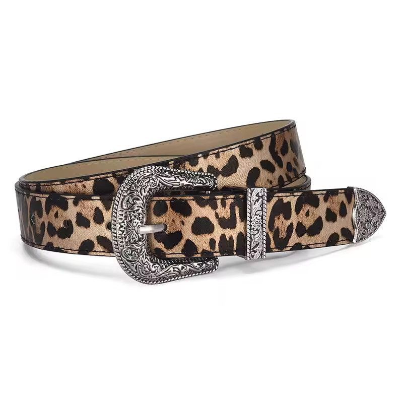 Japanese Brand Leopard Print PU Leather Belt – 2.8 cm Wide Size ONE SIZE - 3 Thumbnail