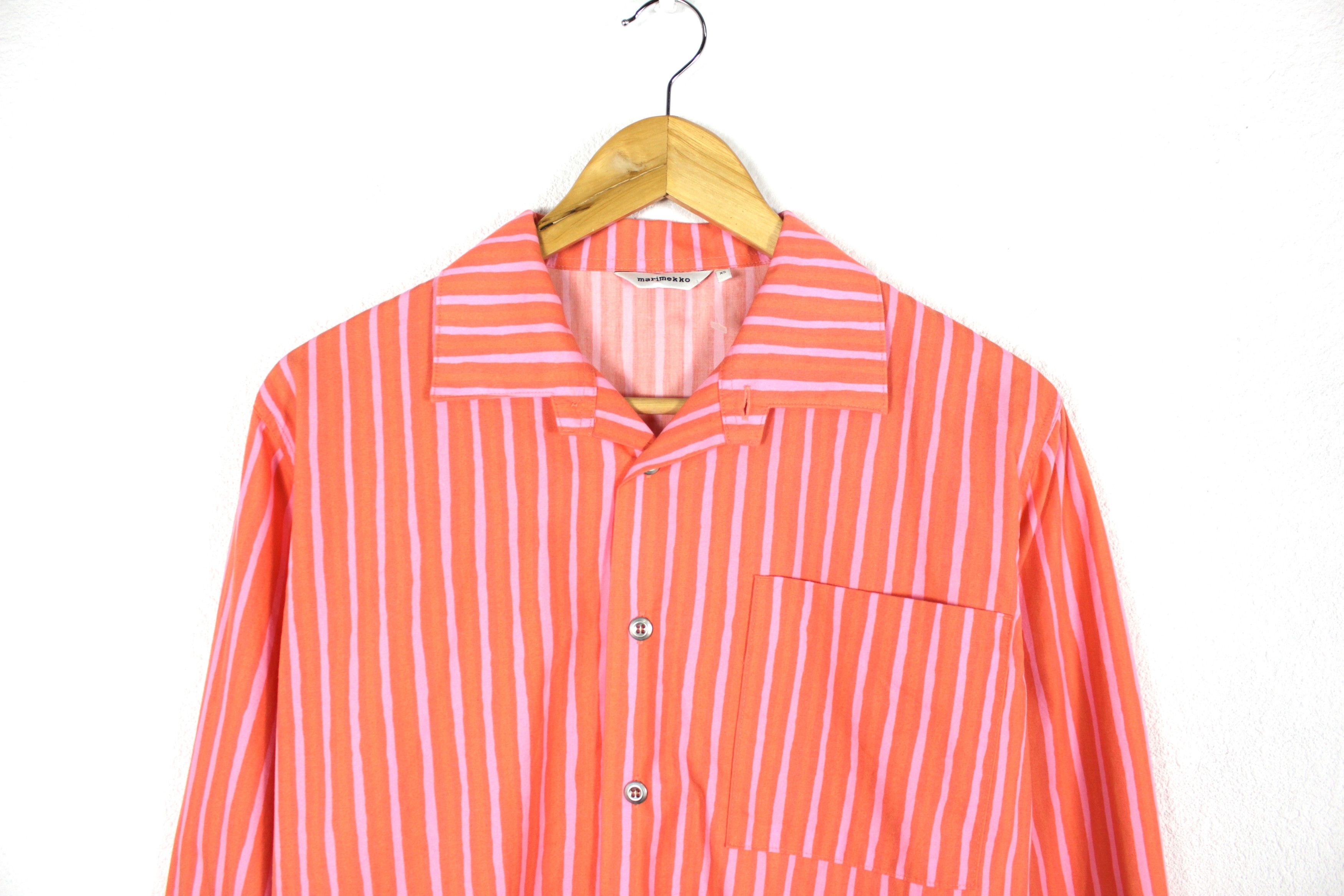 Designer × Marimekko Marimekko Coral Striped Open Collar Camp Shirt XS NZ Size US XS / EU 42 / 0 - 2 Thumbnail