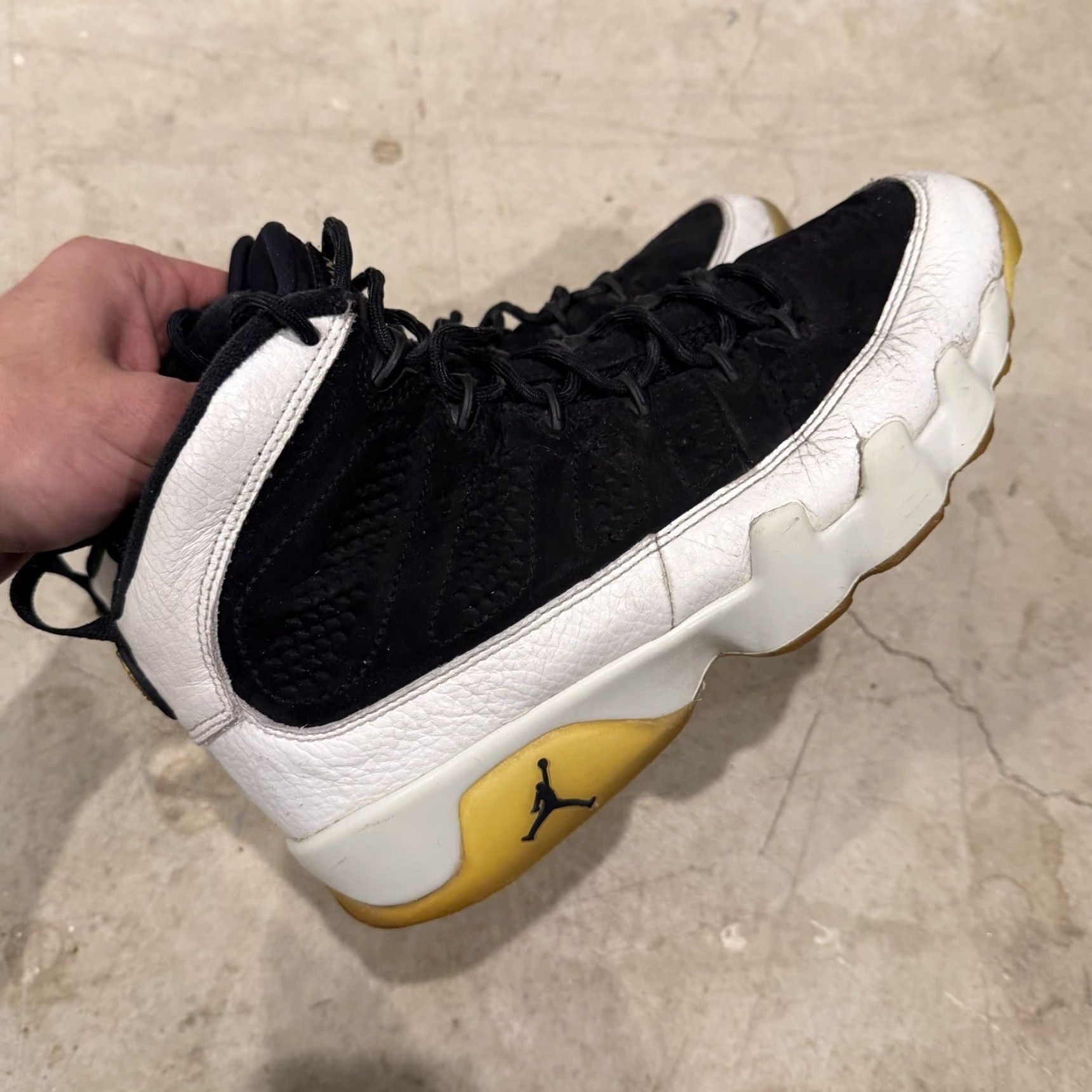 Jordan Brand Air Jordan 9 Retro City of Flight Mens Size 8 Black White Gold DISTRESS Sneaker City of Flight Jordan 9 Retro Mens Size ONE SIZE - 4 Thumbnail