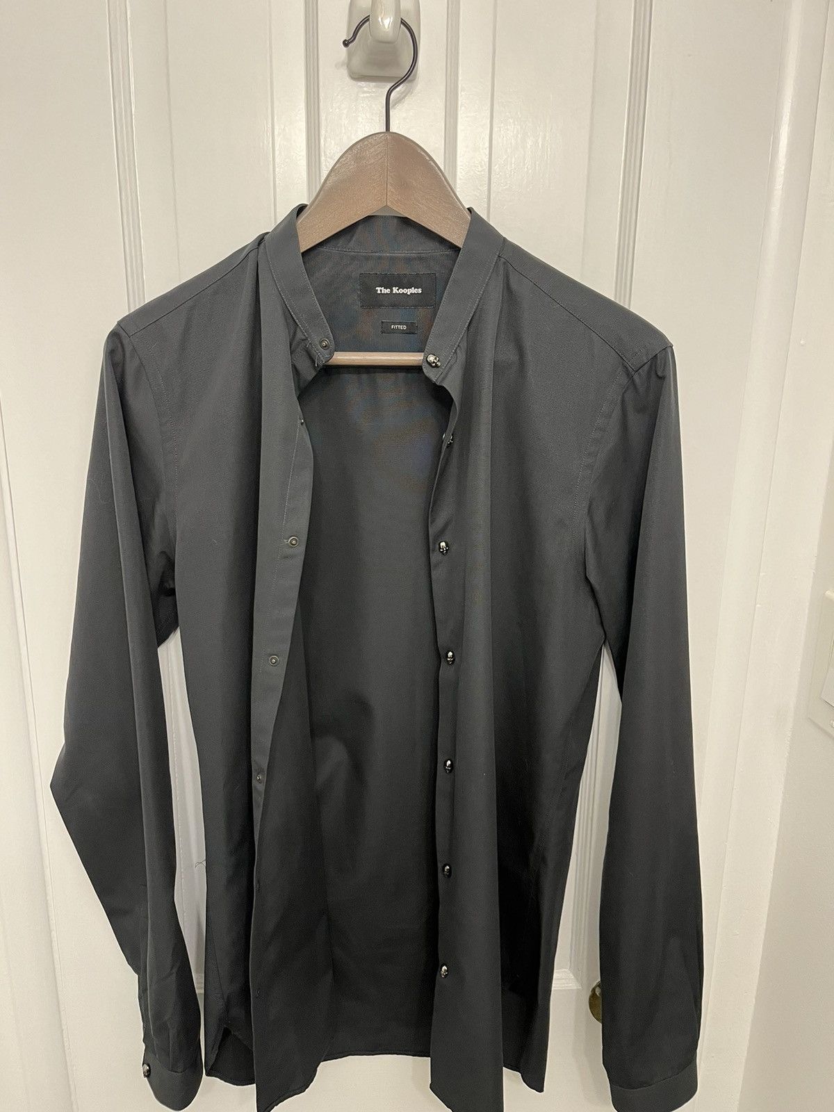 The Kooples RARE Kooples Black Mandarin Collar LS Skull button shirt Size US S / EU 44-46 / 1 - 2 Thumbnail