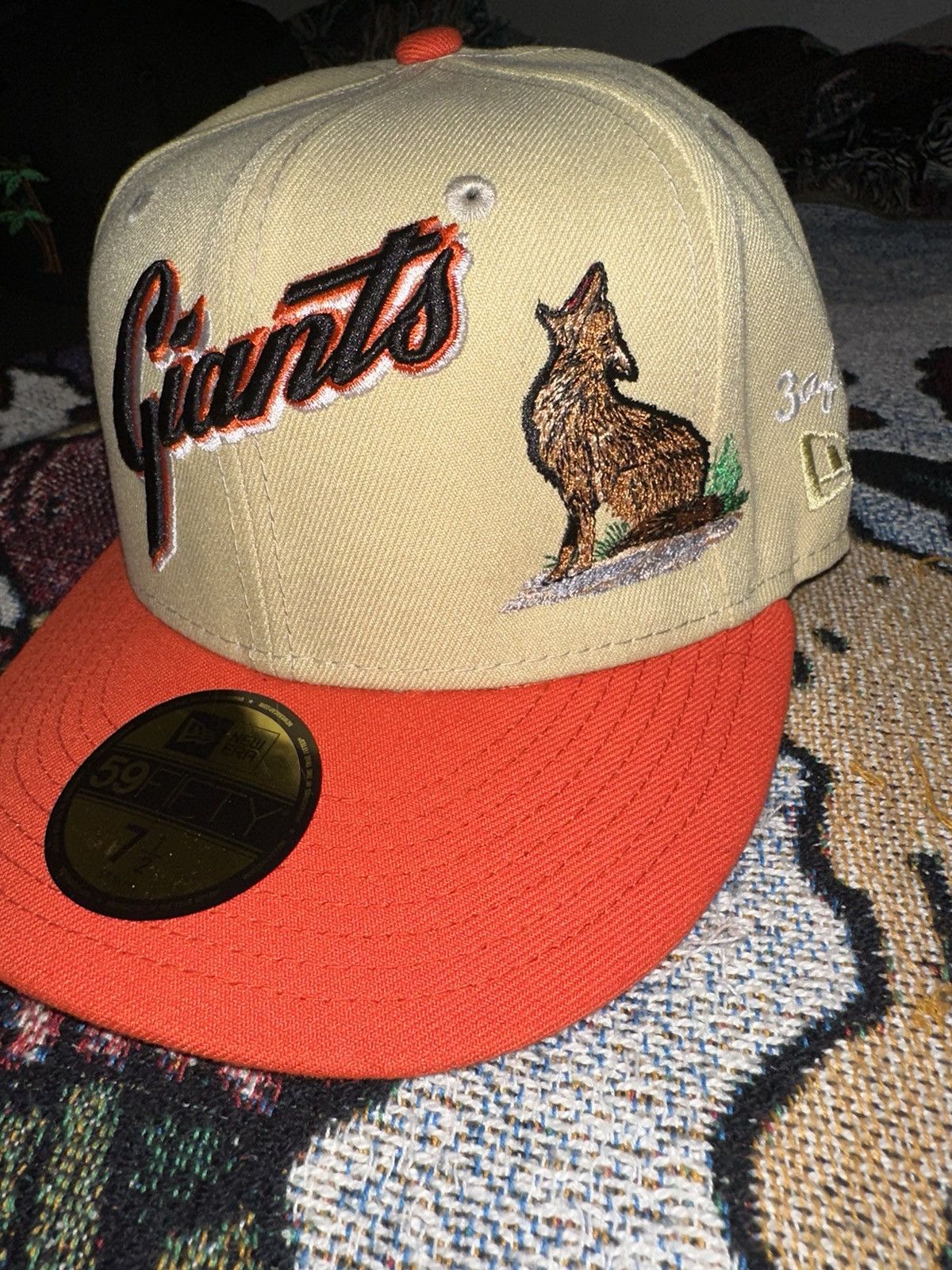image of Fubu x Hat Club San Francisco Giants 7 1/2 Fitted Hat in Cream, Men's