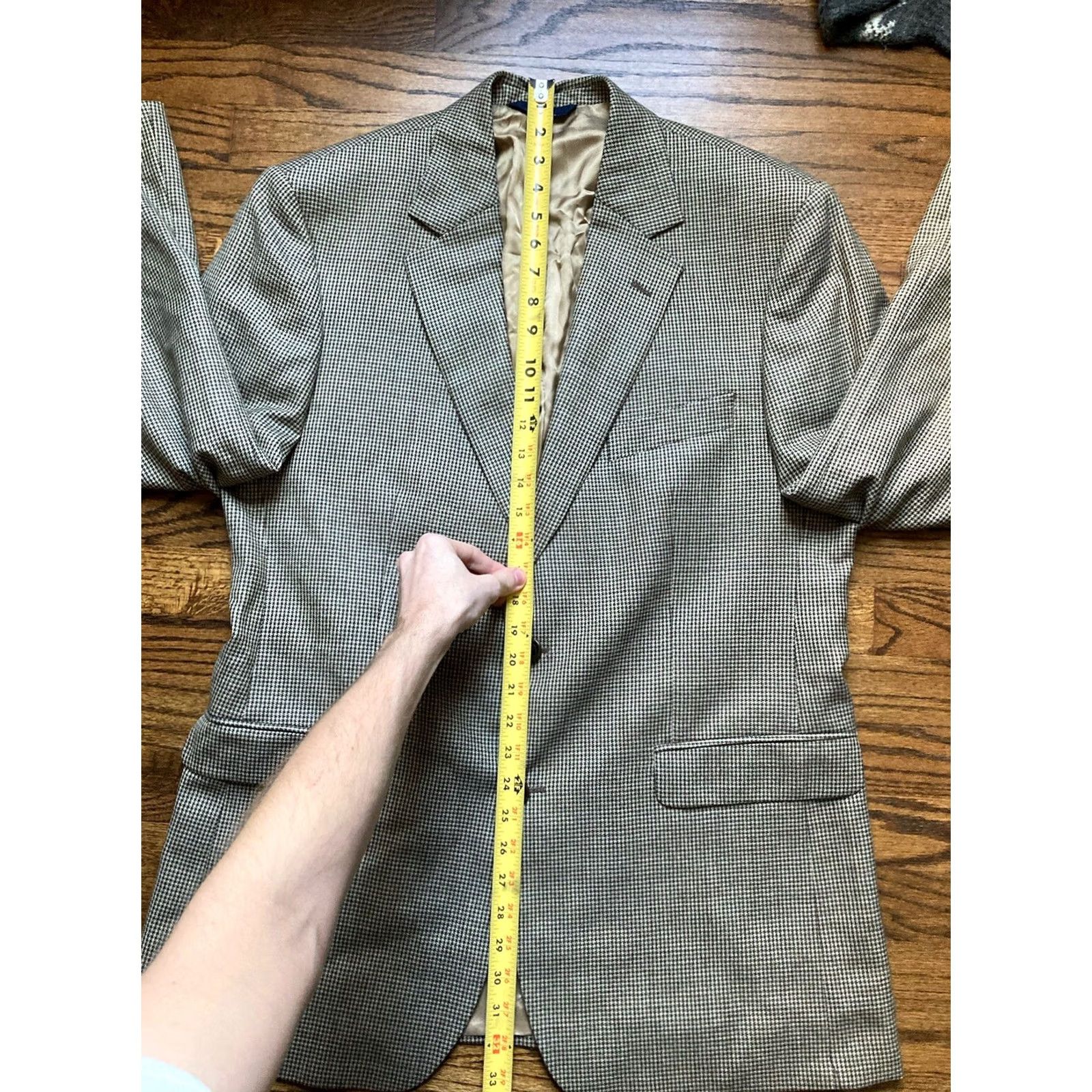 Brooks Brothers Brooks Brothers Coat Mens 42 Beige Blazer Size 42R Houndstooth Wool Sport Size 42R - 7 Thumbnail