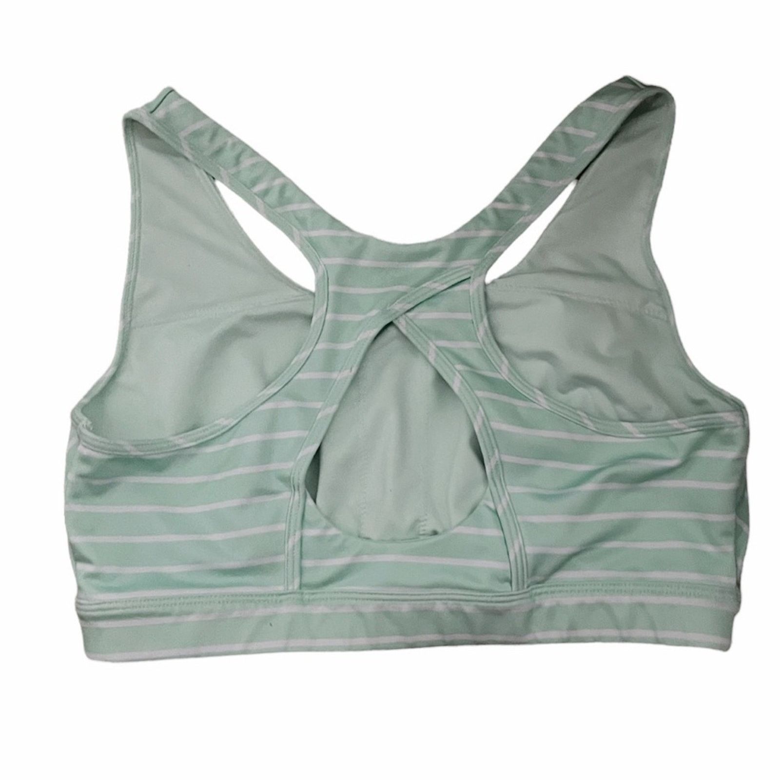 Tek Gear TeK Gear High Impact Sports Bra- Green Stripe Size L / US 10 / IT 46 - 2 Thumbnail