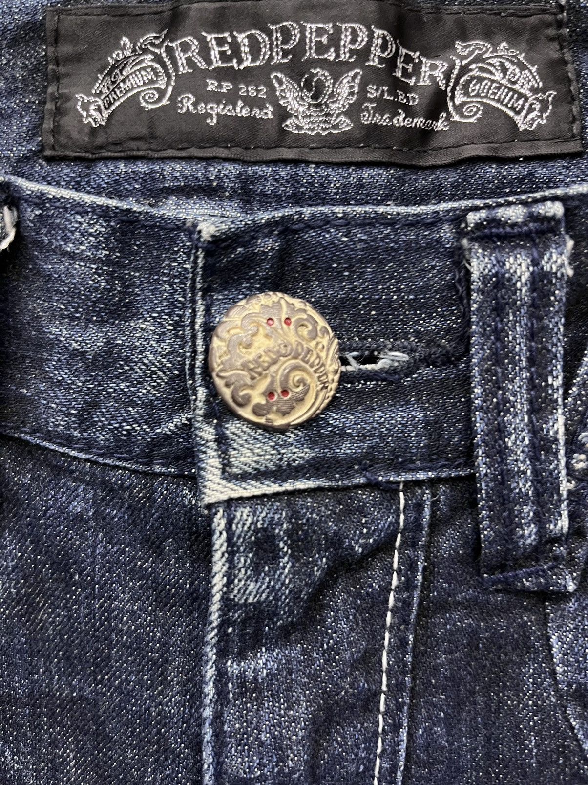 Le Grande Bleu (L.G.B.) × Seditionaries FYE💀🪽WINGED SKULL EMBROIDERY🔥VINTAGE TATTOO JEANS FLARE🔥 Size US 31 - 12 Thumbnail