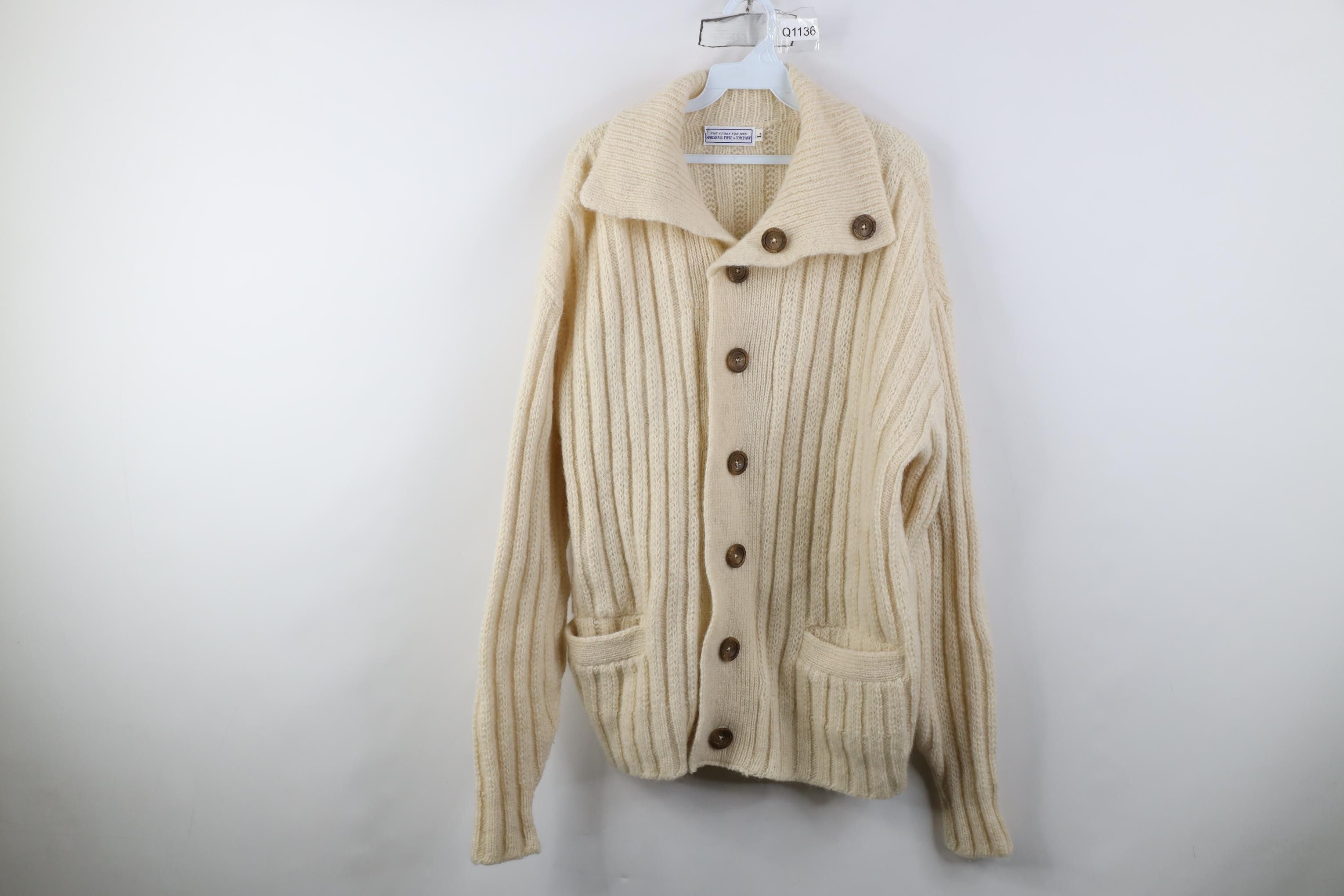 Vintage Vintage 50s 60s Marshall Field Ribbed Knit Cardigan Sweater Size US L / EU 52-54 / 3 - 1 Thumbnail