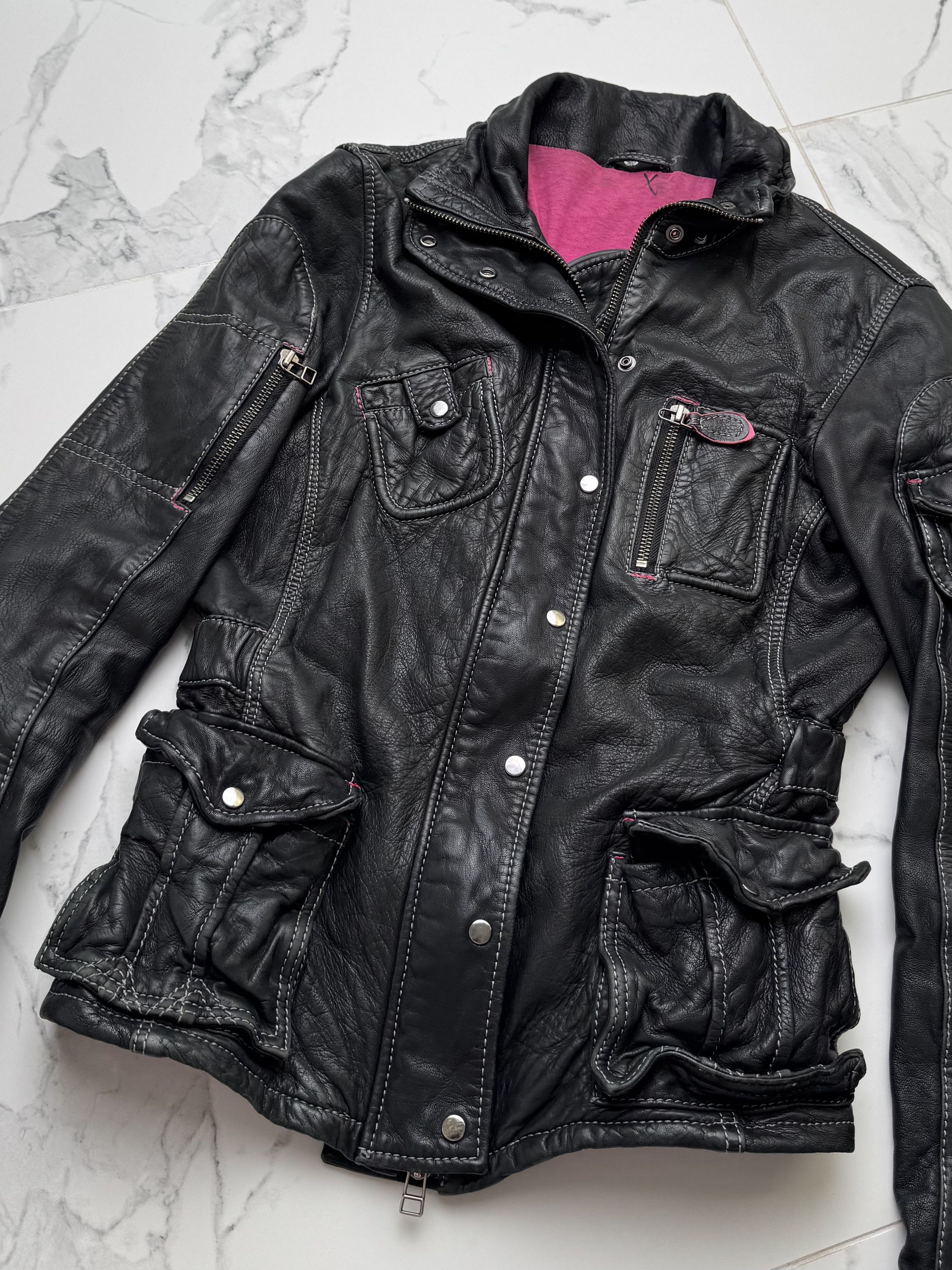 Genuine Leather Multi-Pocket Leather Cropped Jacket From 00s(V8) Size XS / US 0-2 / IT 36-38 - 5 Thumbnail