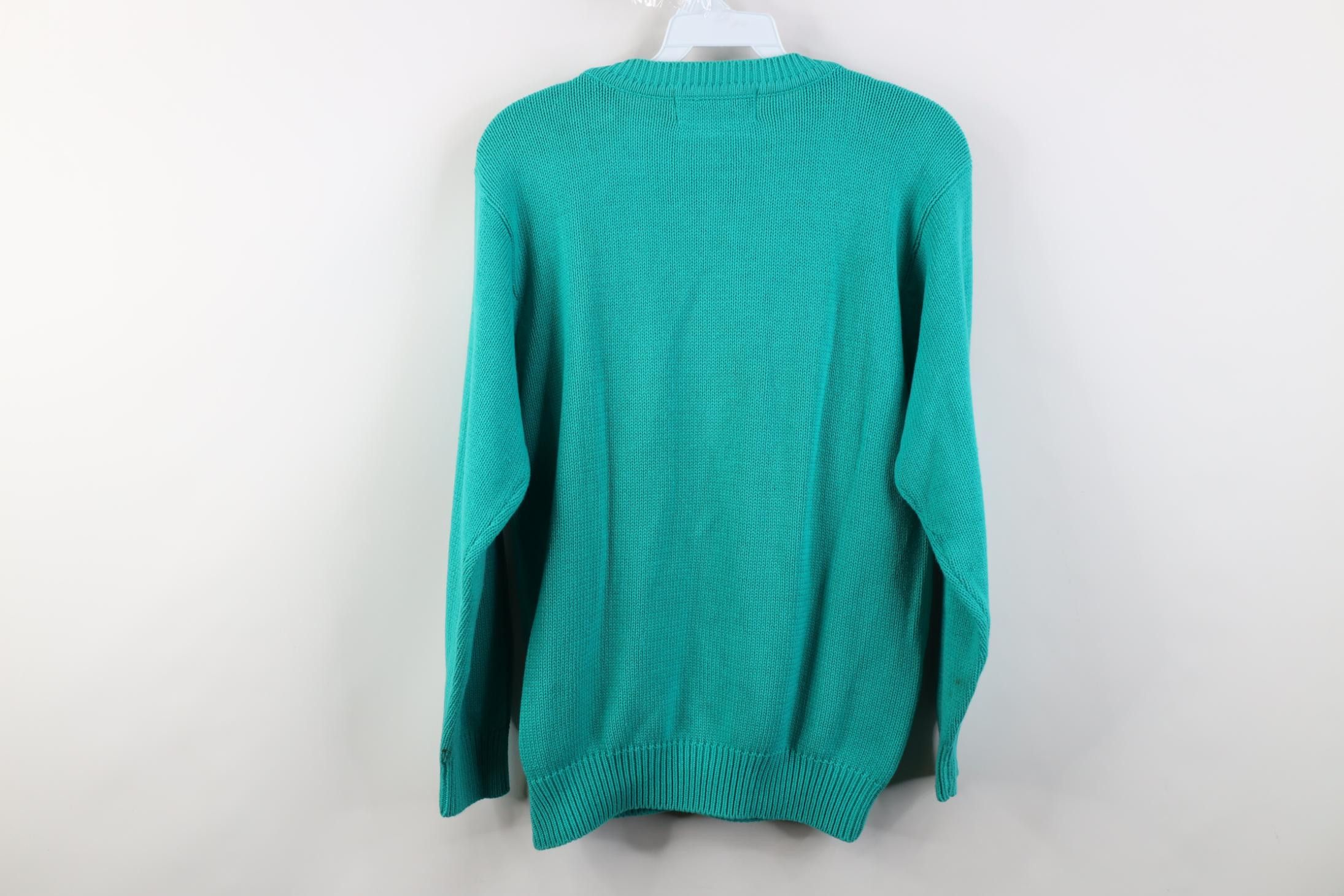 Vintage Vintage 90s Streetwear Cotton Knit Crewneck Sweater Teal Size S / US 4 / IT 40 - 10 Thumbnail
