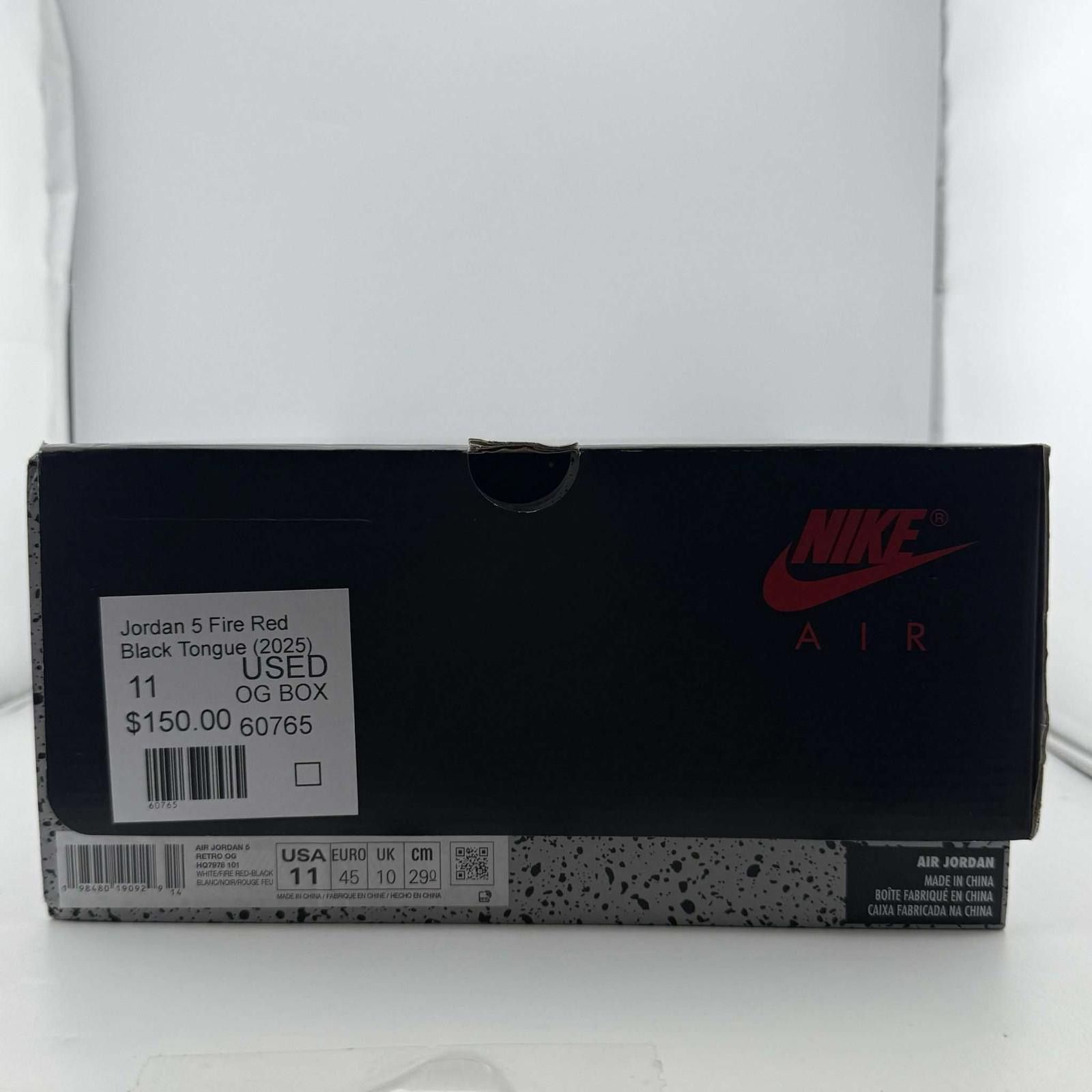 Nike Air Jordan 5 Fire Red Black Tongue 2025 US 11 Used with Box Size US 11 / EU 44 - 8 Thumbnail
