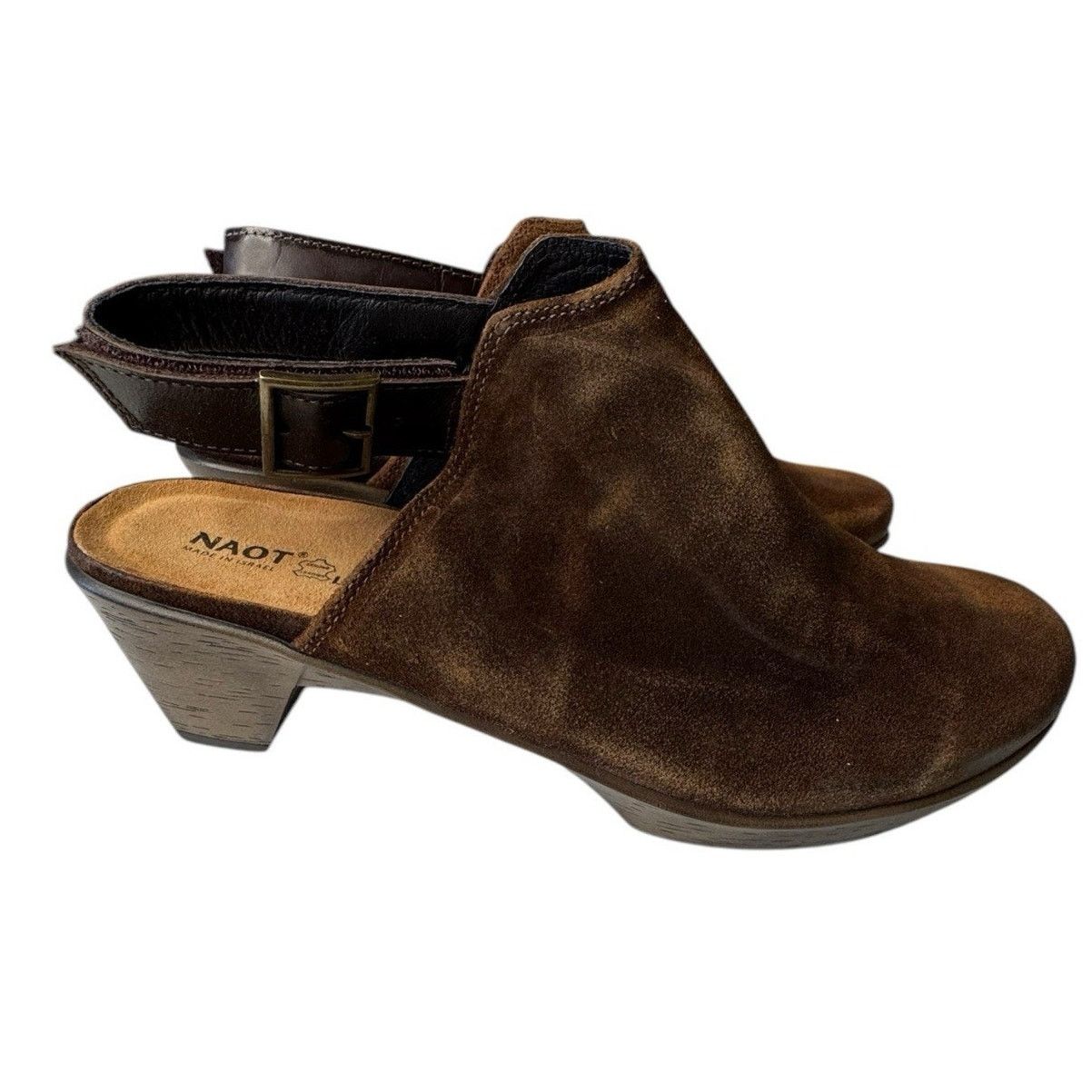 Other Naot NEW Upgrade Brown Suede Slingback Clogs Distressed Size US 11 / IT 41 - 2 Thumbnail