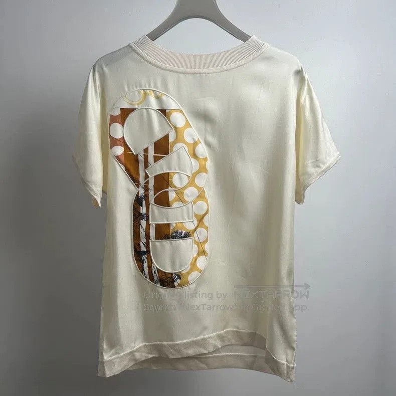 Hermes Hermes Cream Print Short Sleeve Top. Size US XS / EU 42 / 0 - 1 Thumbnail