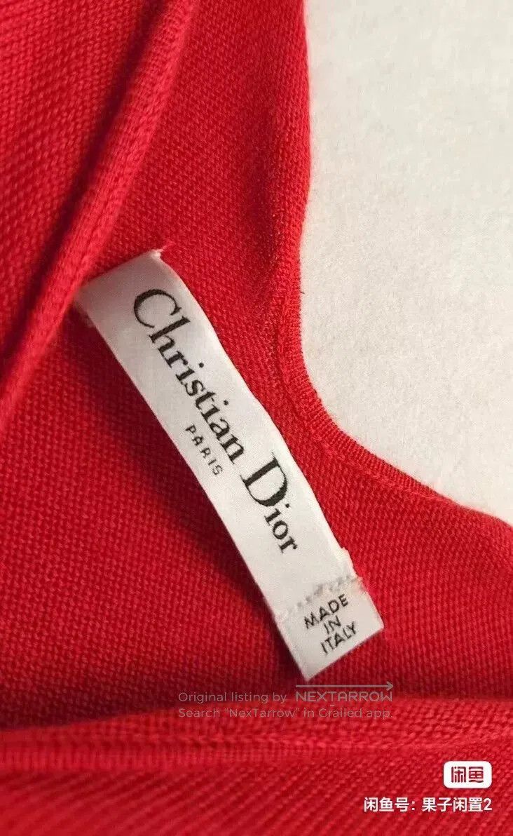 Dior dior red scalloped neckline knit top. Size US M / EU 48-50 / 2 - 6 Thumbnail