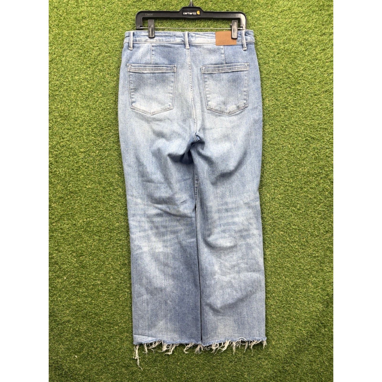 Vintage Judy Blue Jeans Womens High Rise Wide Leg Raw Hem Stretch 11/30 Fairmont JB88685 Blue Denim Trouser Jeans Size 30" / US 8 / IT 44 - 2 Thumbnail