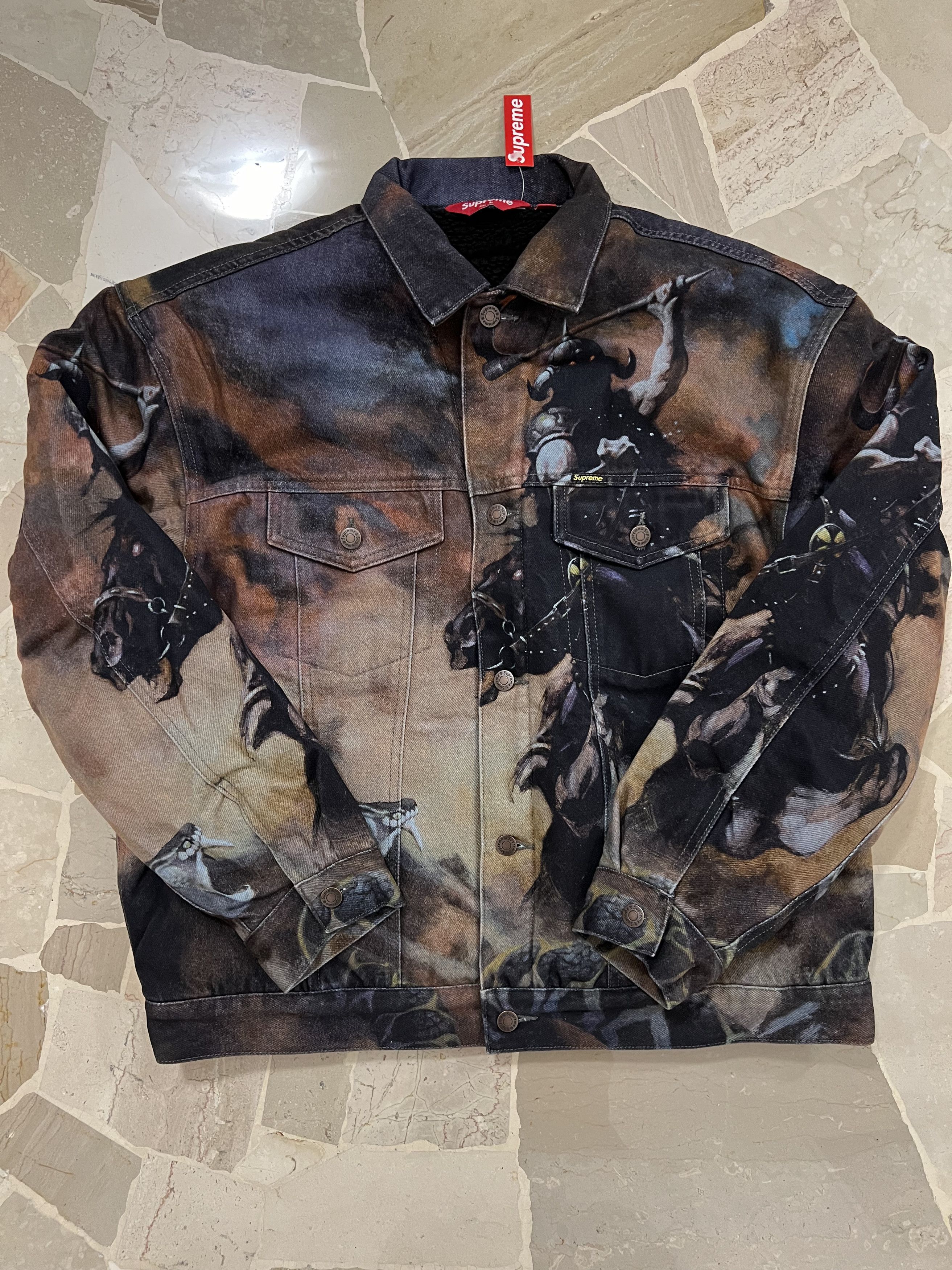 Supreme Frank Frazetta Faux Shearling Lined Trucker Jacket