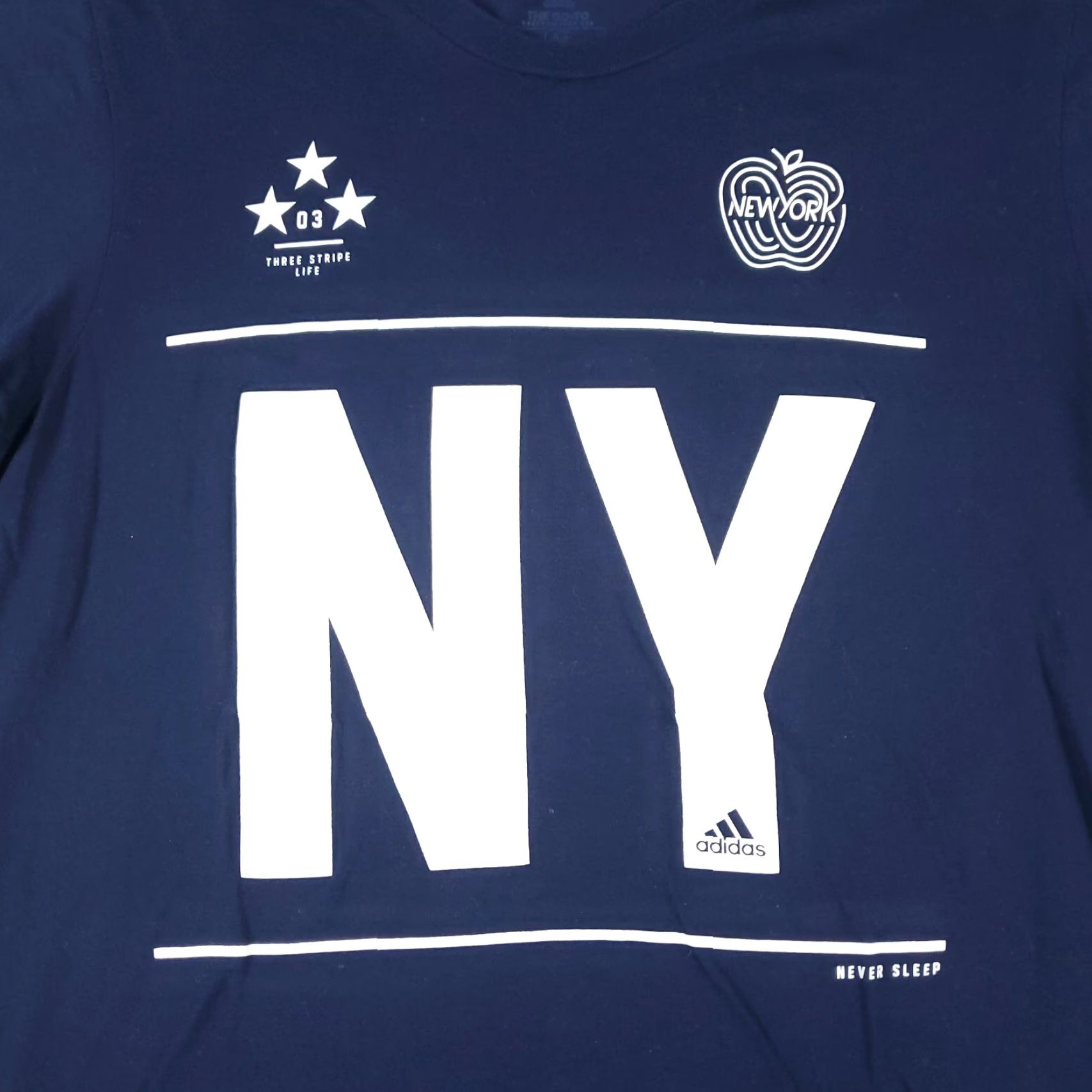 Adidas ADIDAS T Shirt Mens Large Navy Blue New York Casual Short Sleeve Adult Size US L / EU 52-54 / 3 - 2 Thumbnail
