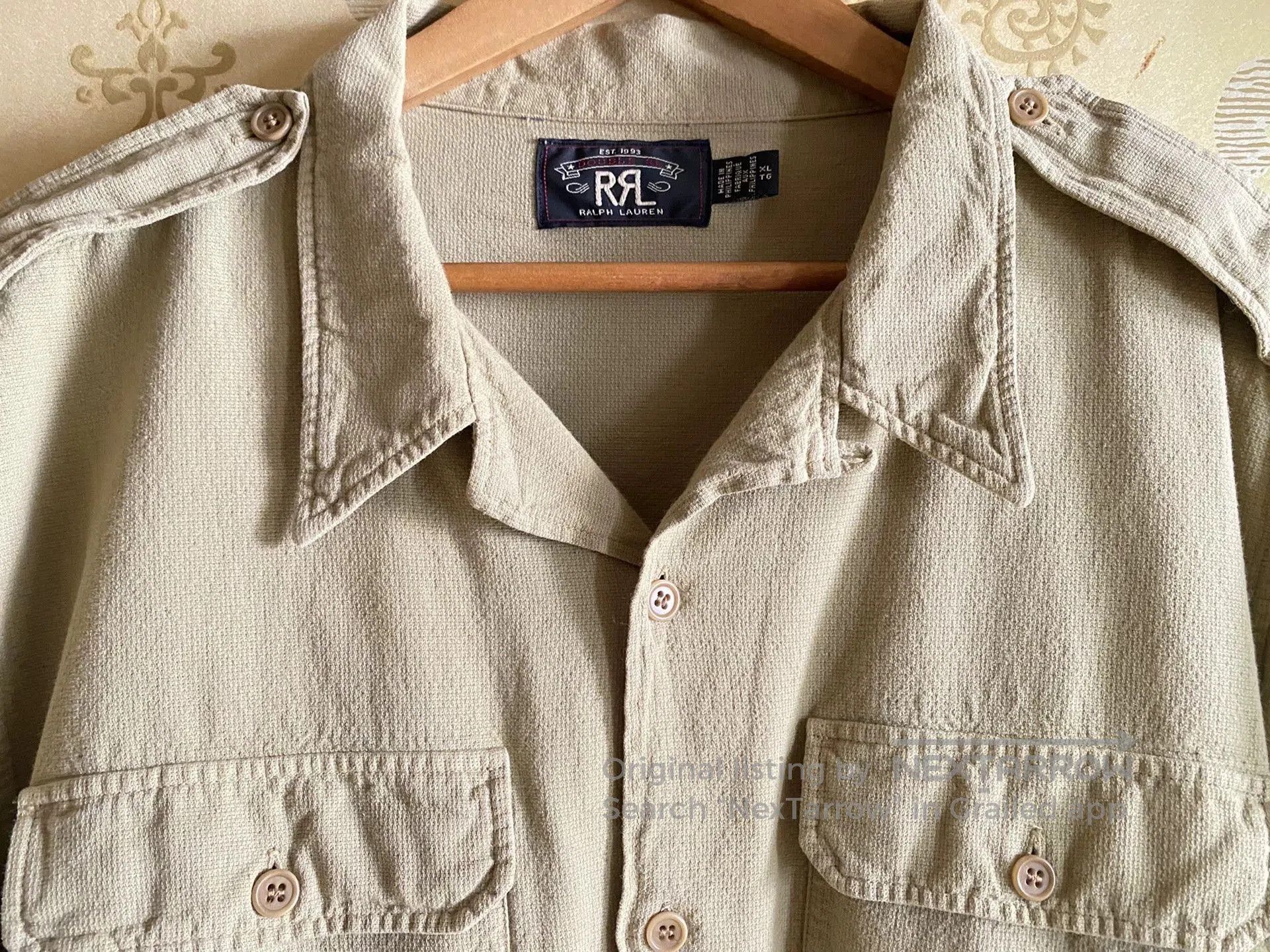 RRL Ralph Lauren RRL Cotton Dobby Camp Shirt for Men. Size US XL / EU 56 / 4 - 3 Thumbnail