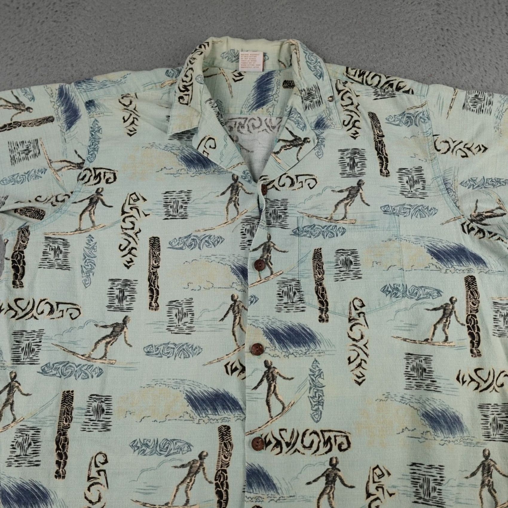 Vivobarefoot VINTAGE Go Barefoot Hawaiian Shirt Mens 2XL Blue Surfing All Over Print USA Made Size US XXL / EU 58 / 5 - 3 Thumbnail