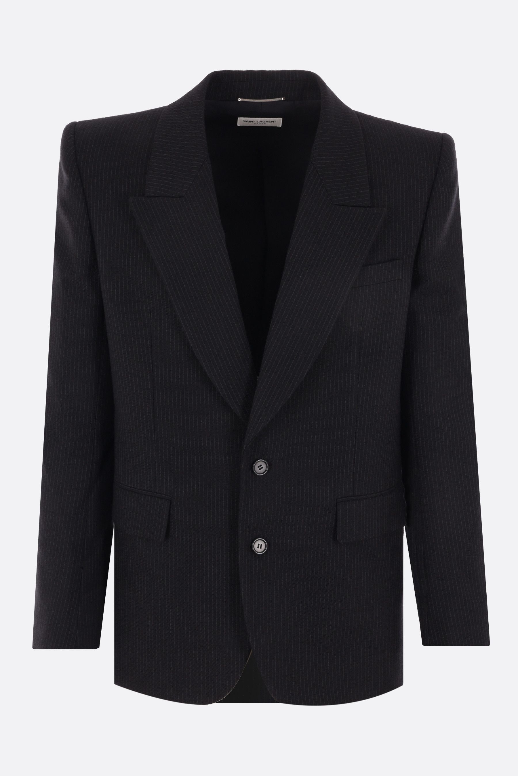 Saint Laurent Paris o1s1wg111124 Jacket In Striped Wool in Black Size US M / EU 48-50 / 2 - 1 Thumbnail