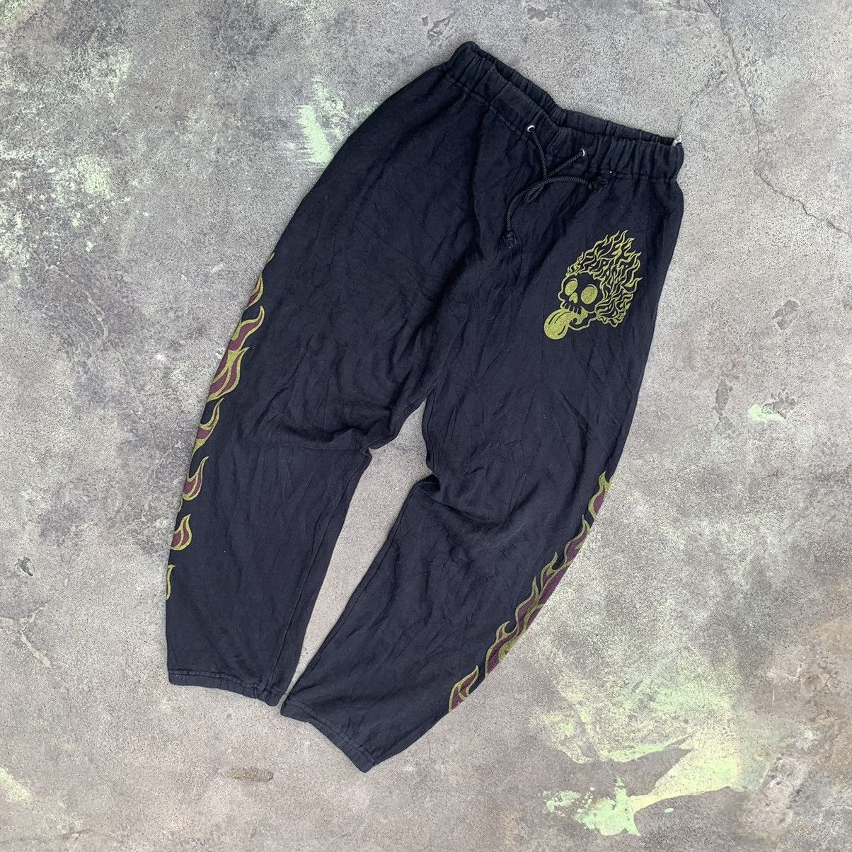 Japanese Brand FLAKE JAPAN Flame skull streetwear jogger pants Size US 29 - 3 Thumbnail