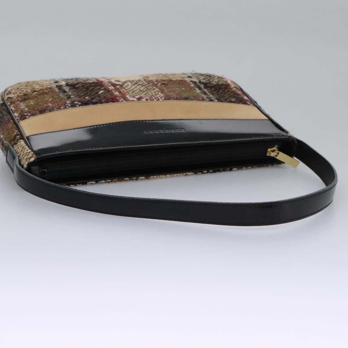 Burberry Burberry Nova Check Shoulder Bag Wool Suede Leather Beige Size ONE SIZE - 7 Thumbnail