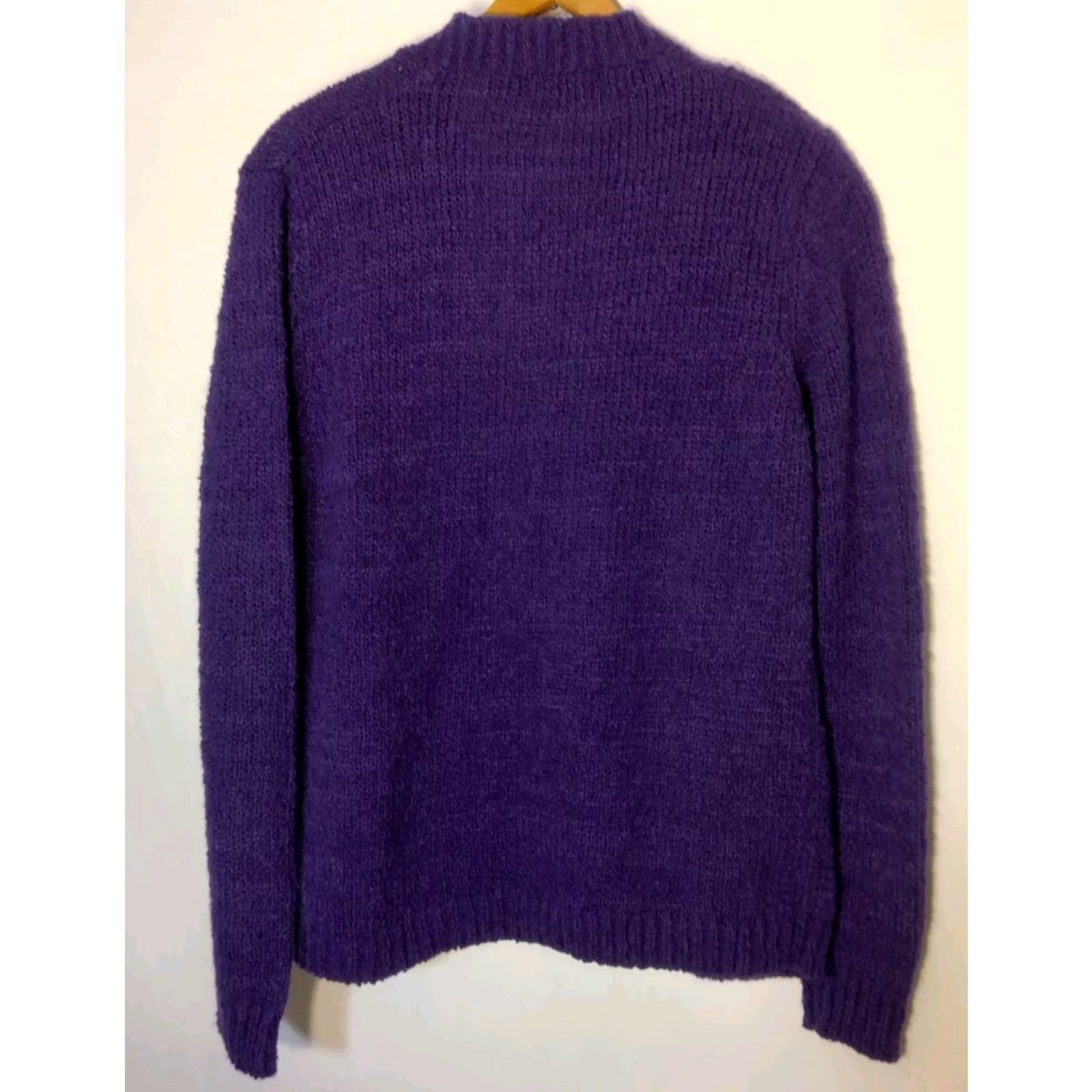 Vintage VINTAGE LeRoy Knitwear Cardigan Sweater Women XL Purple Chunky-Knit Grannycore Size XL / US 12-14 / IT 48-50 - 2 Thumbnail