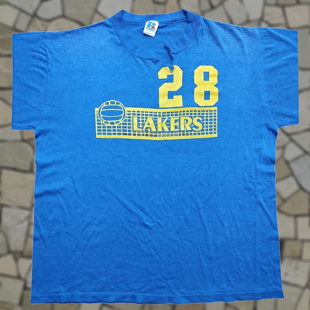 Vintage VINTAGE Russell Mens Large Blue Long Sleeve T Shirt Preppy Lakers Volleyball 80s 90s Retro College USA Size US L / EU 52-54 / 3 - 1 Thumbnail
