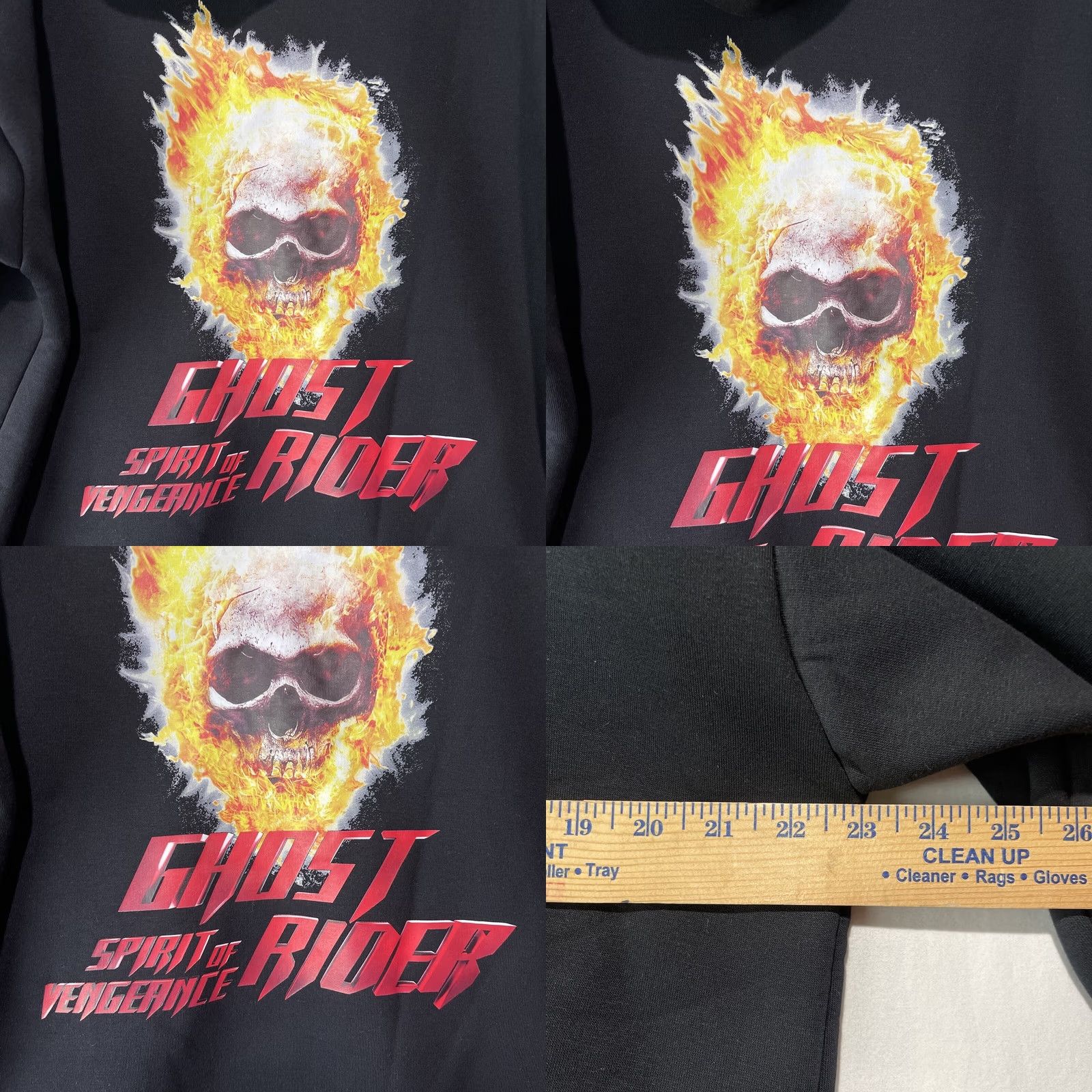 Vintage Ghost Rider Hoodie Mens Black Spirit of Vengeance Movie Full Zip Sweatshirt Size US XL / EU 56 / 4 - 8 Thumbnail