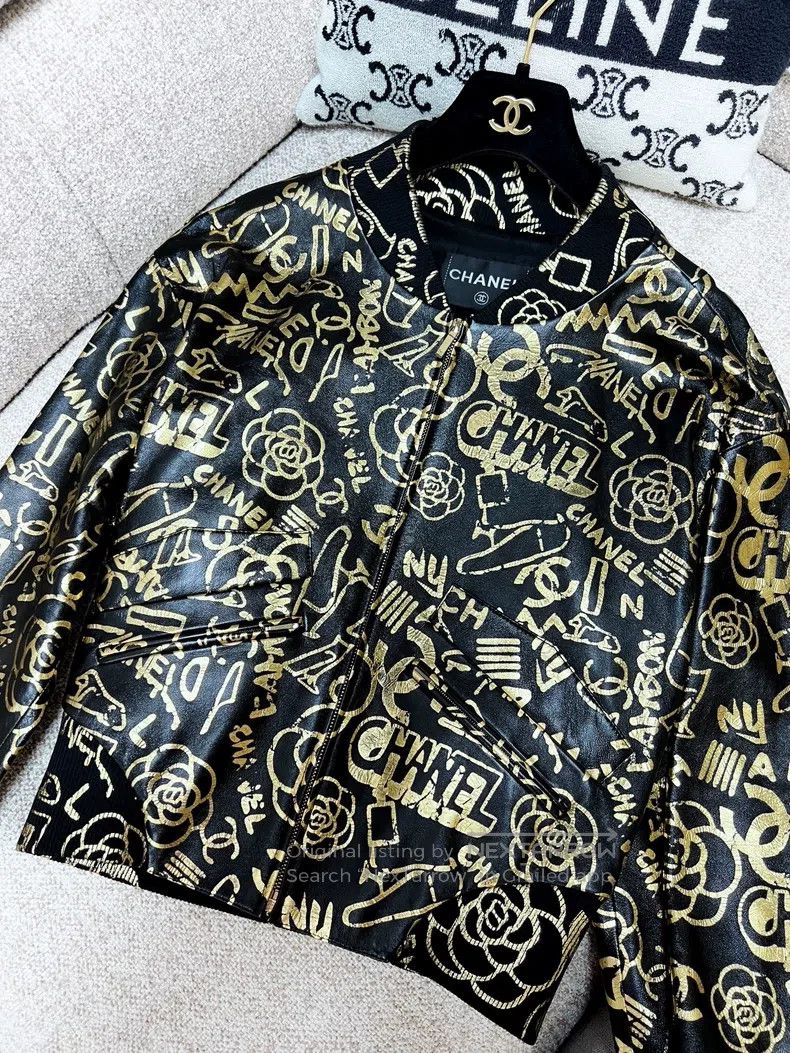 Chanel Chanel Black full-print gold graffiti logo letter print st Size XXS / US 00 / IT 34 - 4 Thumbnail